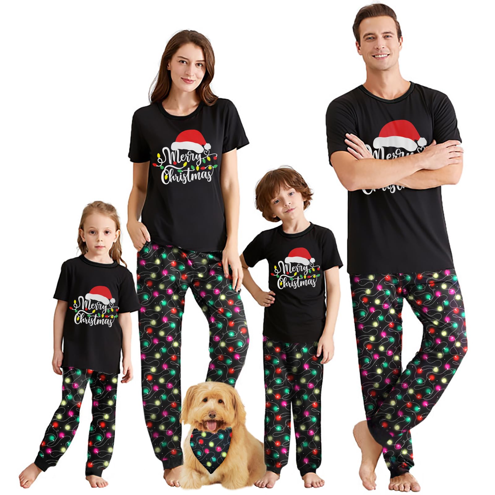 IFFEI Family Christmas Pajamas Matching Sets with Short Sleeve Tops