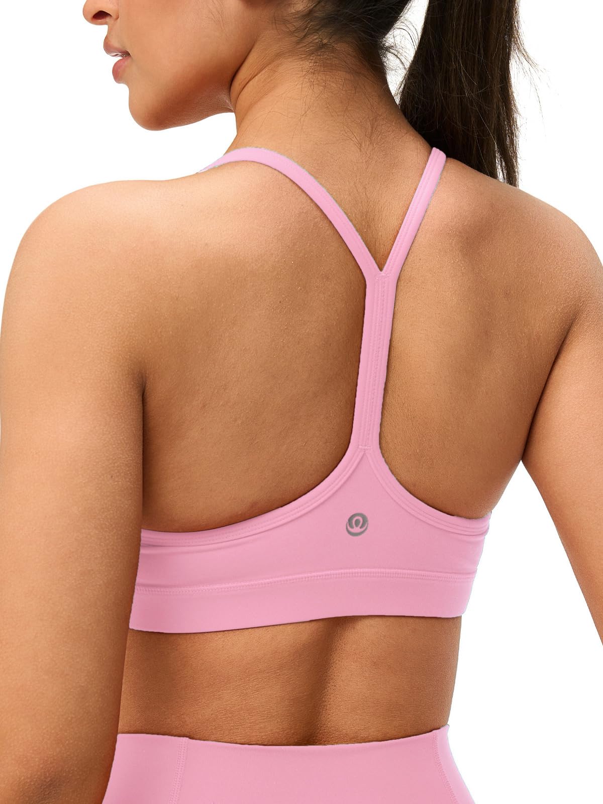 Womens Y Back Padded Sports Bra Strappy U Neck Butter Soft Low Impact Workout Bras Yoga Pilates Walking