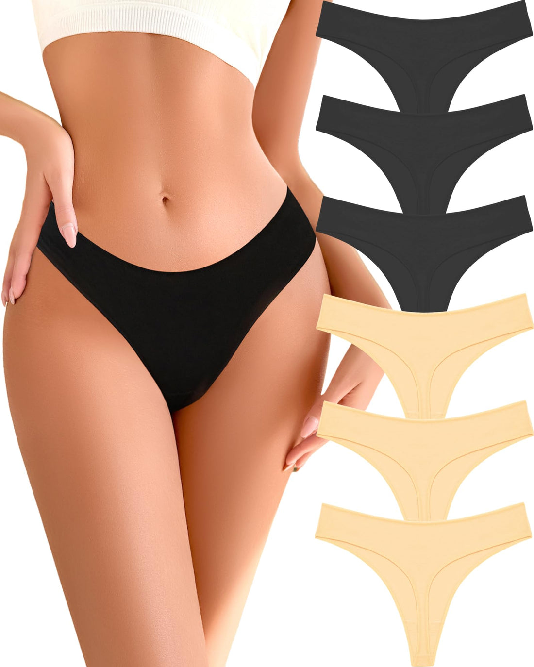 READY TO LOVE Cotton Underwear for Women Pack Breathable Thongs for Women Sexy Stretch Soft Womens Panties Thong XS-XL