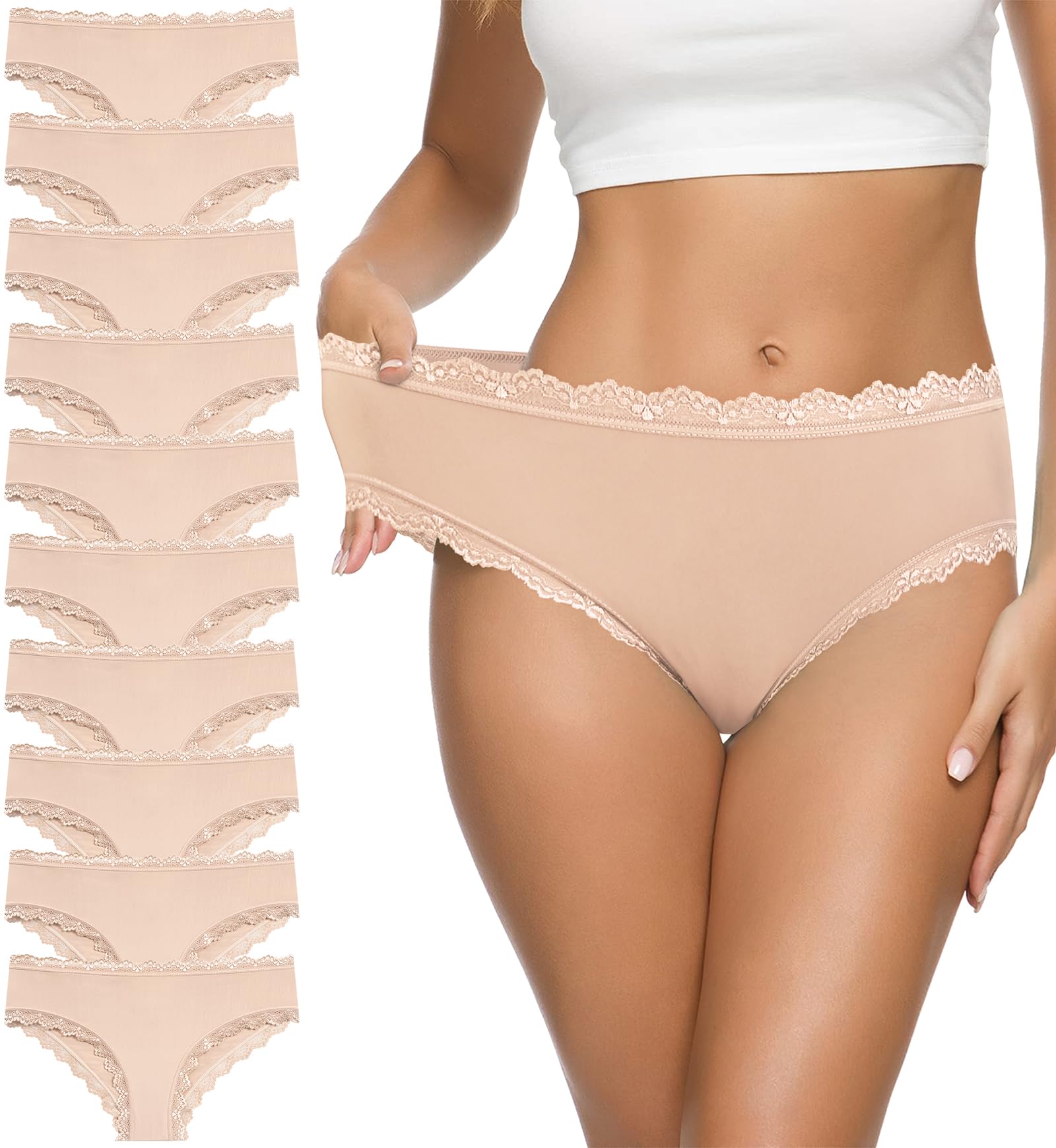 Eiggam Women's Cotton Bikini Panties,High-Cut Full Coverage Stretch Cool Underwear for Women