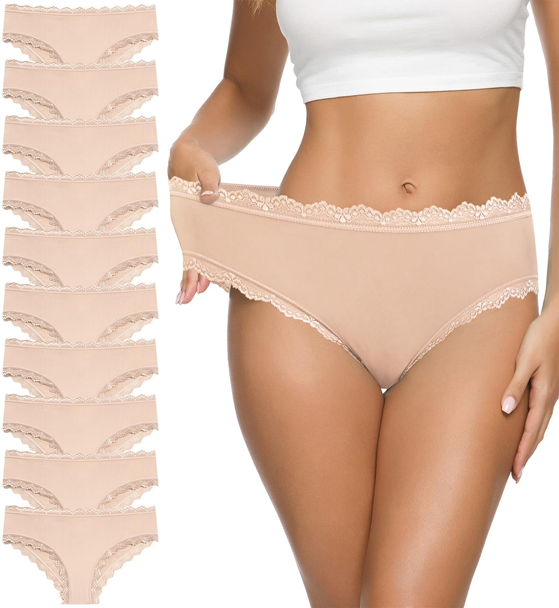 Eiggam Women's Cotton Bikini Panties,High-Cut Full Coverage Stretch Cool Underwear for Women
