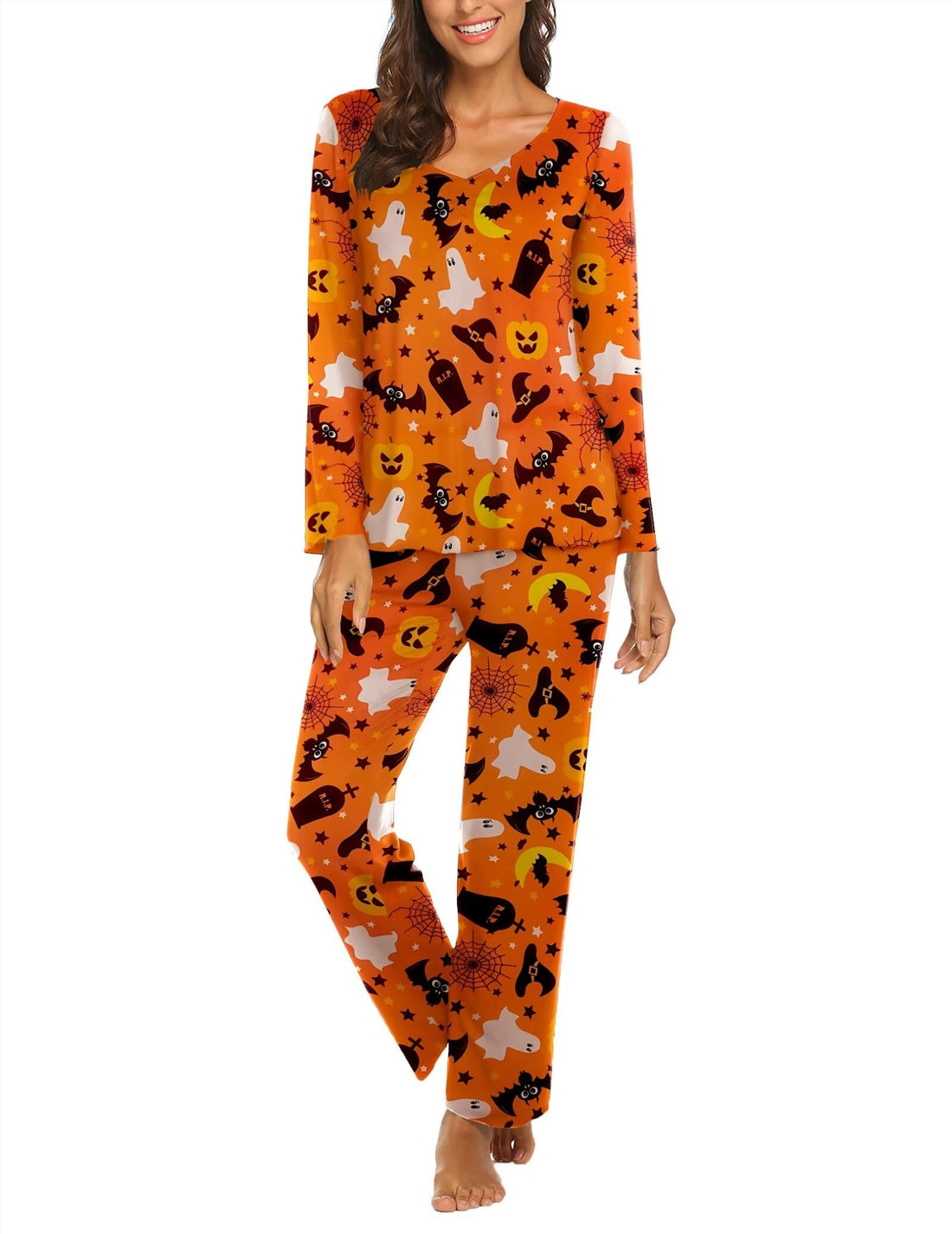 Ekouaer Pajamas for Women Set Long Sleeve Pleated Top and Pants Loungewear