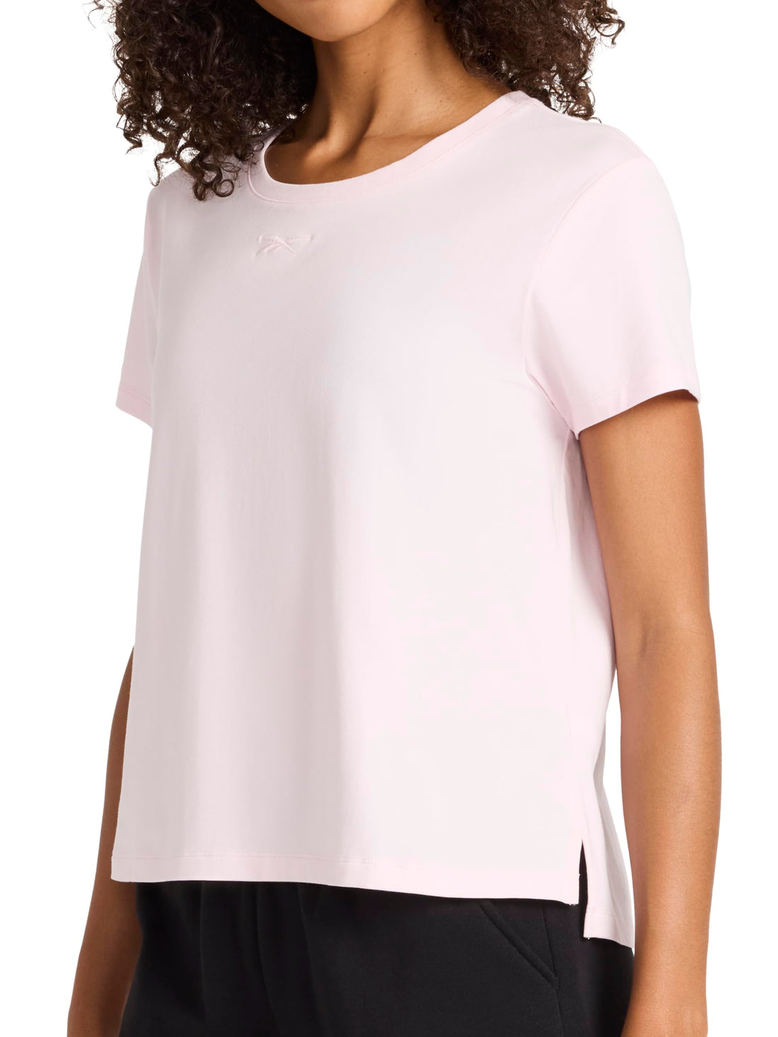 Reebok Women's Embroidery Hit Graphic Crewneck T-Shirt, Standard Fit, Lightweight Stretch Cotton Fabric