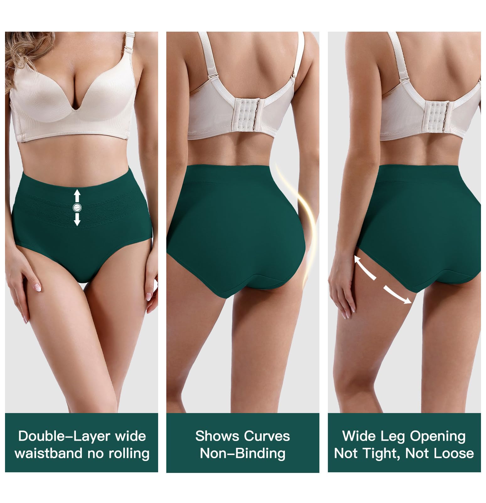 Women's Underwear Cotton Tummy Control High Waisted Underwear Soft Breathable Full Coverage Panties Multipack