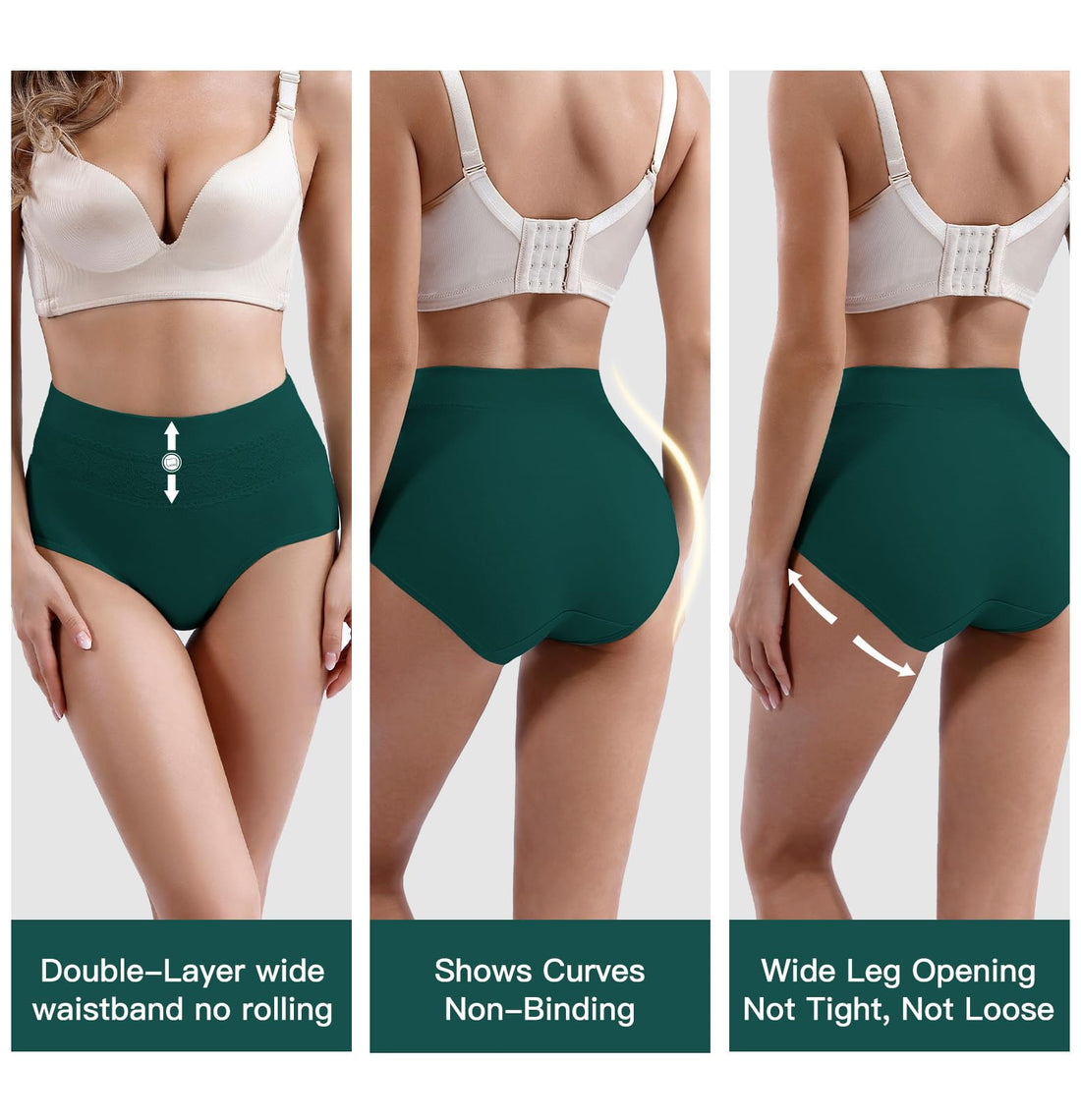 Women's Underwear Cotton Tummy Control High Waisted Underwear Soft Breathable Full Coverage Panties Multipack