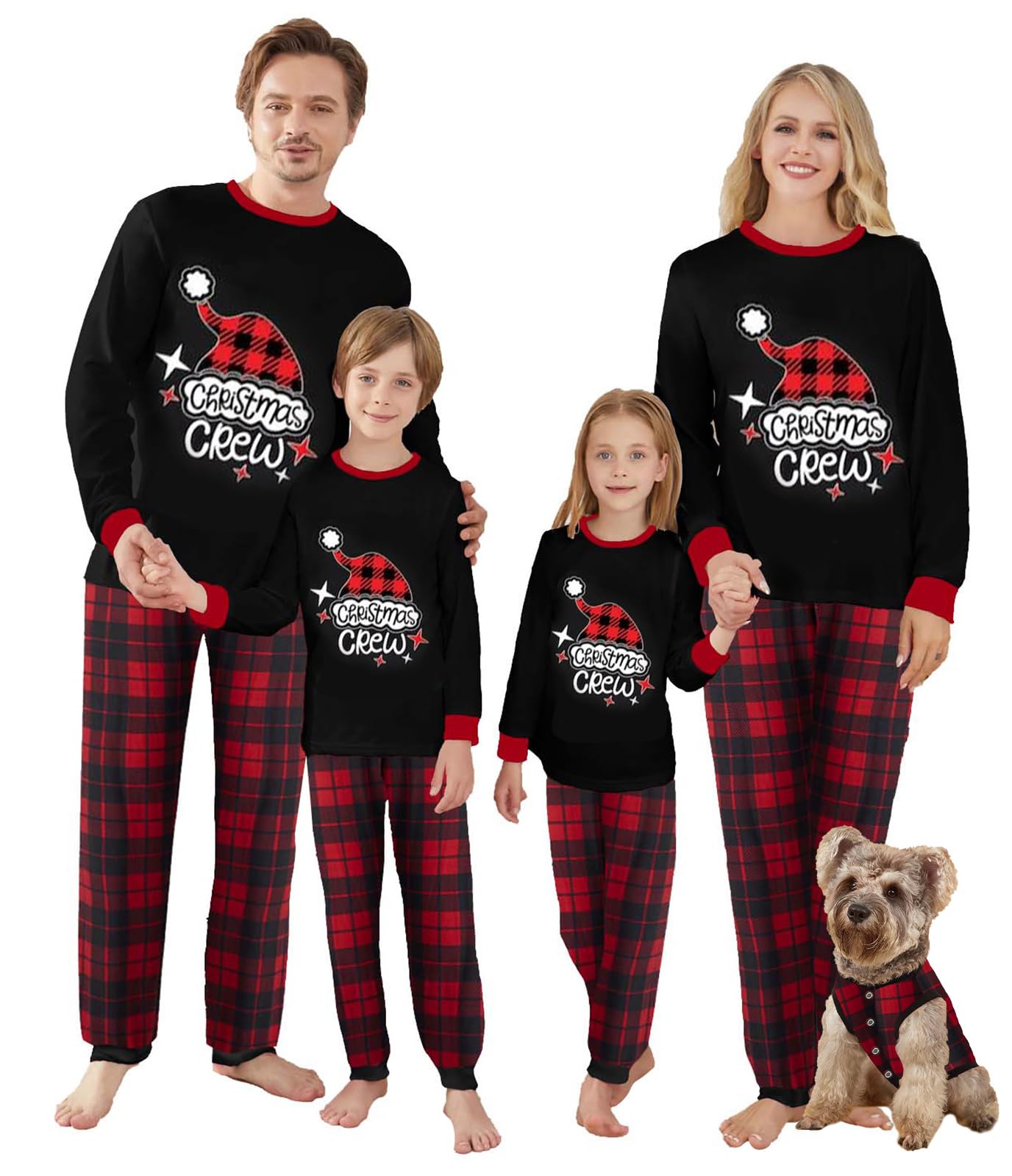 OAKFashion Christmas Family Pajamas Holiday Christma Pajama Family Matching Pjs Set Sleepwear Xmas Jammies