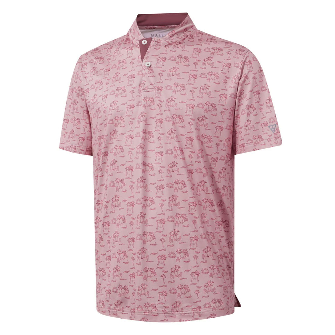 M MAELREG Golf Shirts for Men Collarless Performance Dry Fit Stretch Henley Casual Printed Mens Polo Shirts Short Sleeve