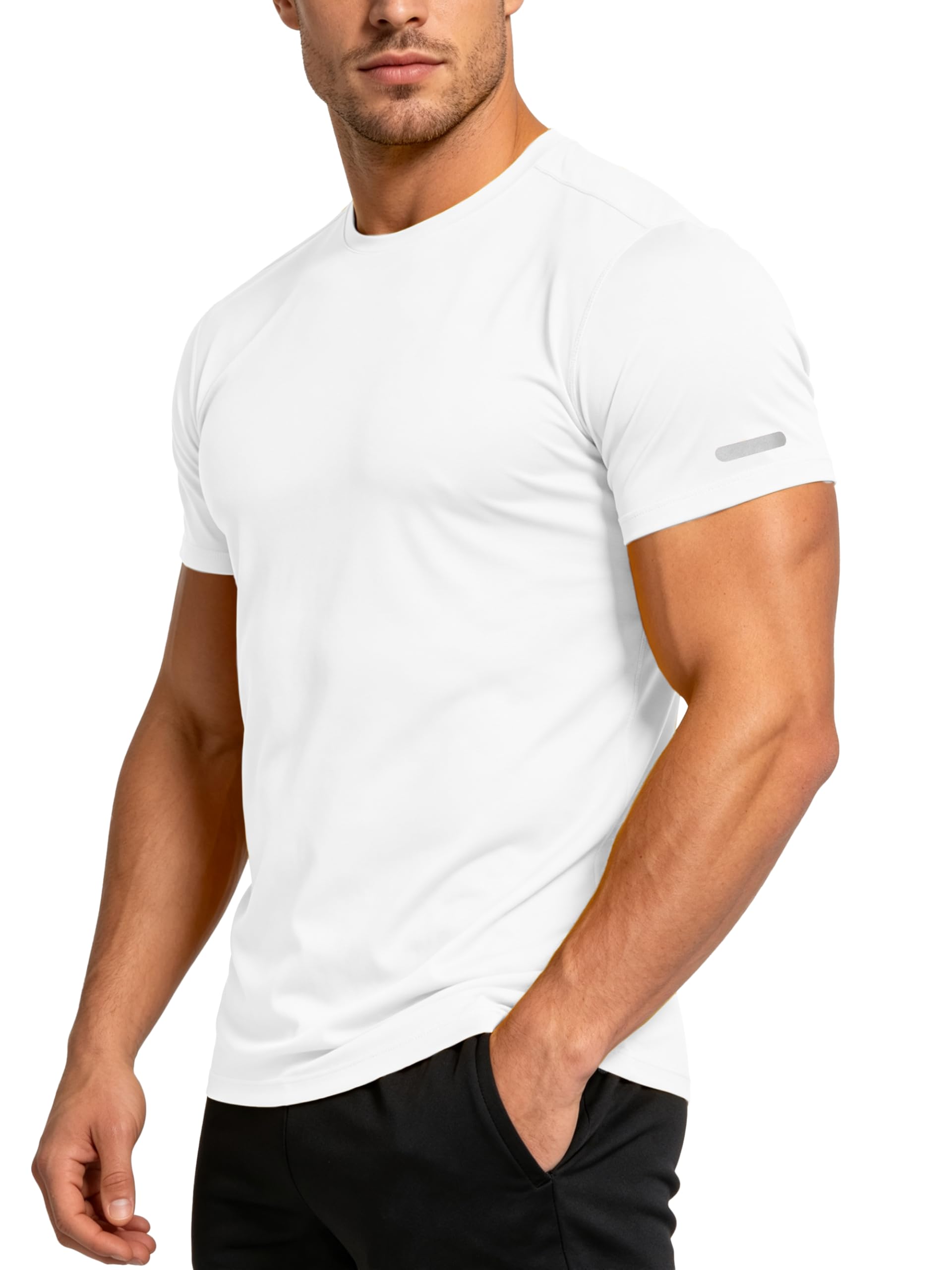 Workout Shirts Men Moisture Wicking Quick Dry Running Short Sleeve | Breathable high elasticity gym activewear tee durable lightweight athletic fit performance tshirt