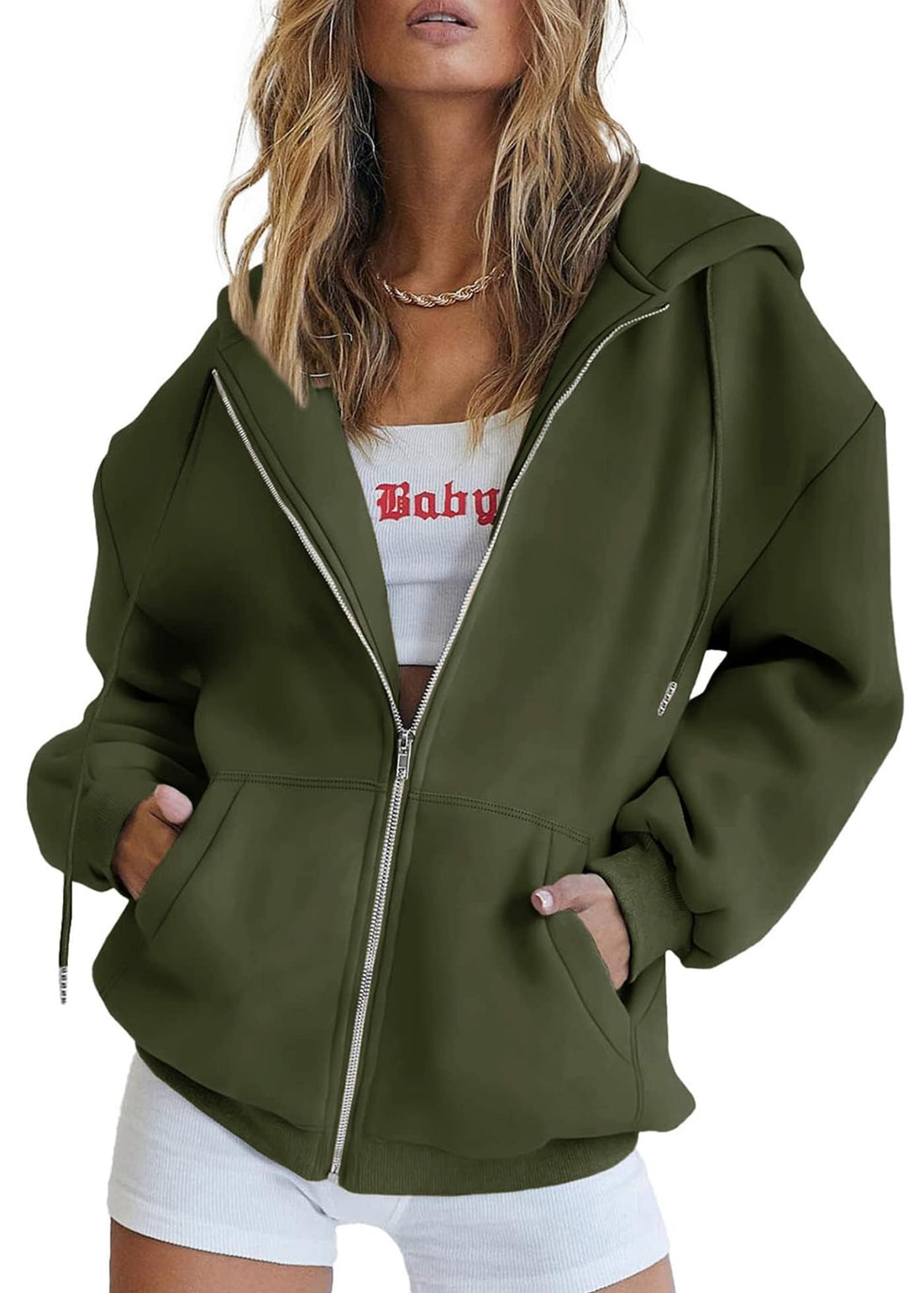 PRETTYGARDEN Women's Fall Zip Up Hoodies Sweatshirts | Comfy Fleece Lined, Long Sleeve Pockets, Drawstring Hooded, Loose Fit, Trendy Y2K, Track Jackets, Spring Winter Clothing