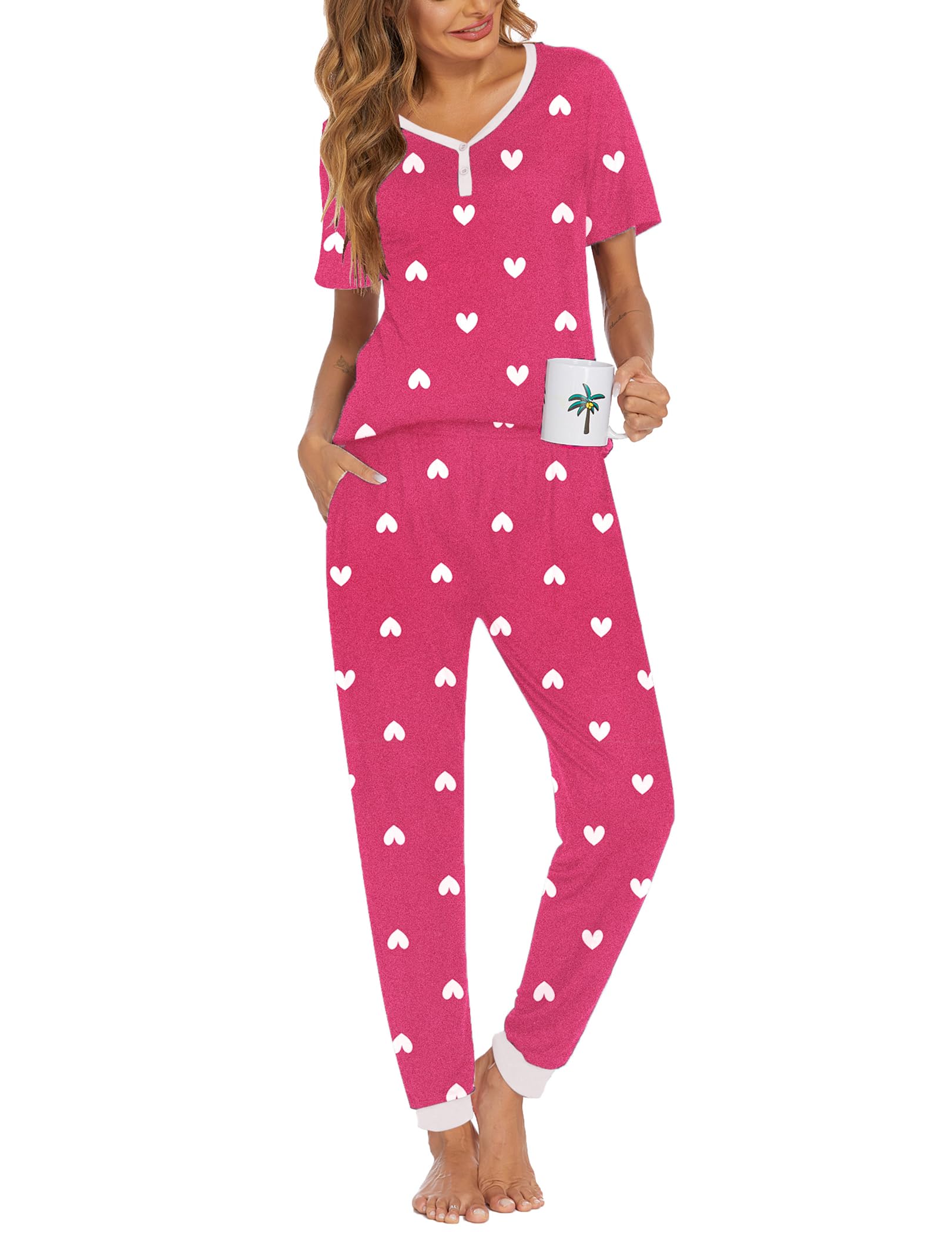Ekouaer Pajamas for Women Set 2 Piece Fall Sleepwear with Pockets
