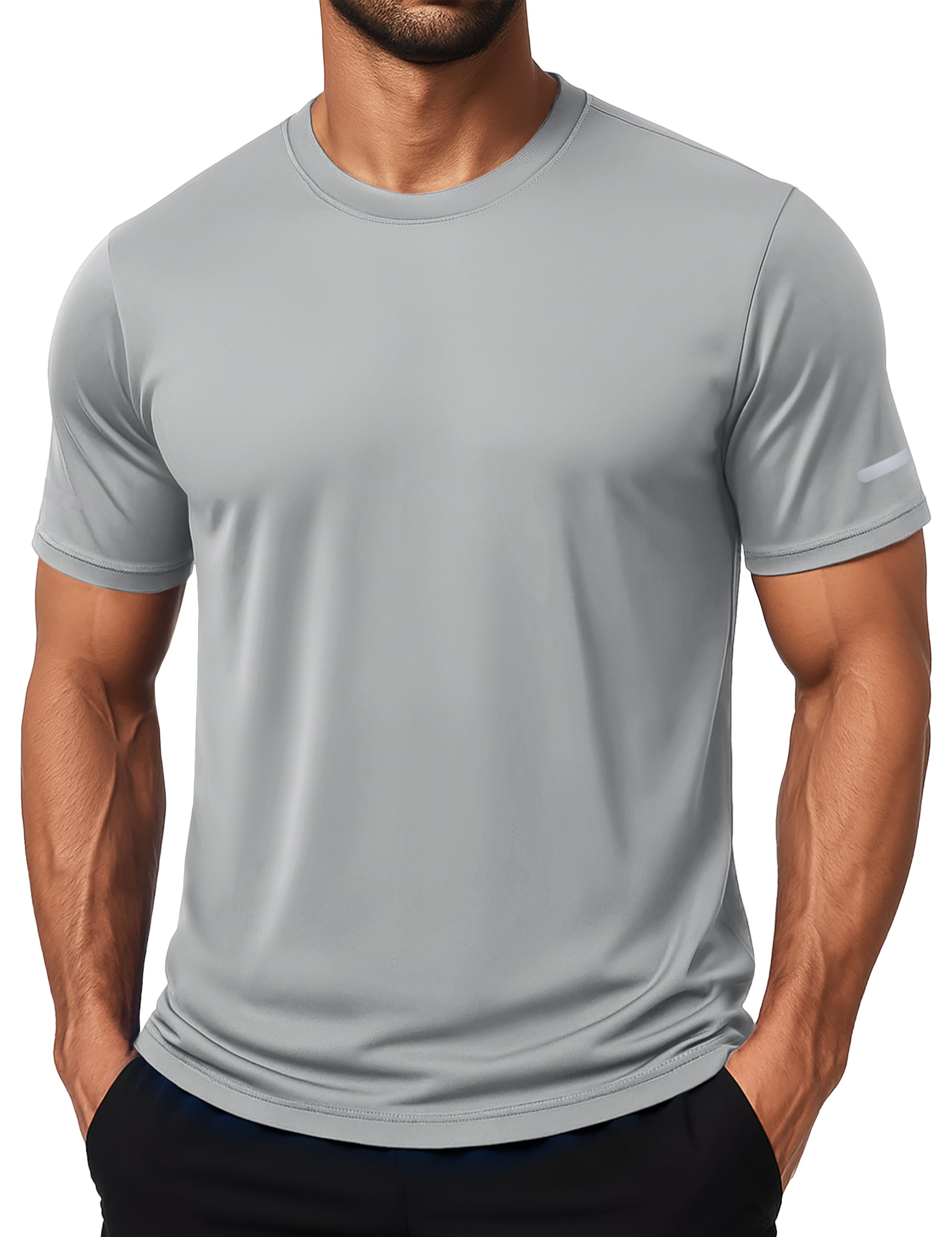 MAGCOMSEN Mens Workout Shirts Dry Fit Sun Protection Athletic Short Sleeve Shirt UPF 50+ Gym Running Swim Rash Guard Top