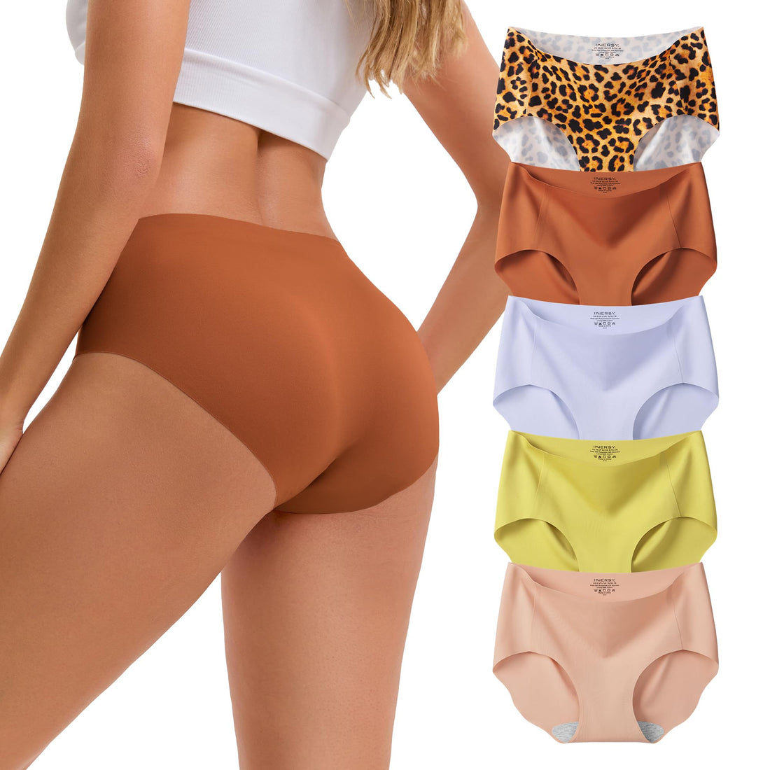 INNERSY Women's Seamless Underwear No Show Hipster Panties 5-Pack