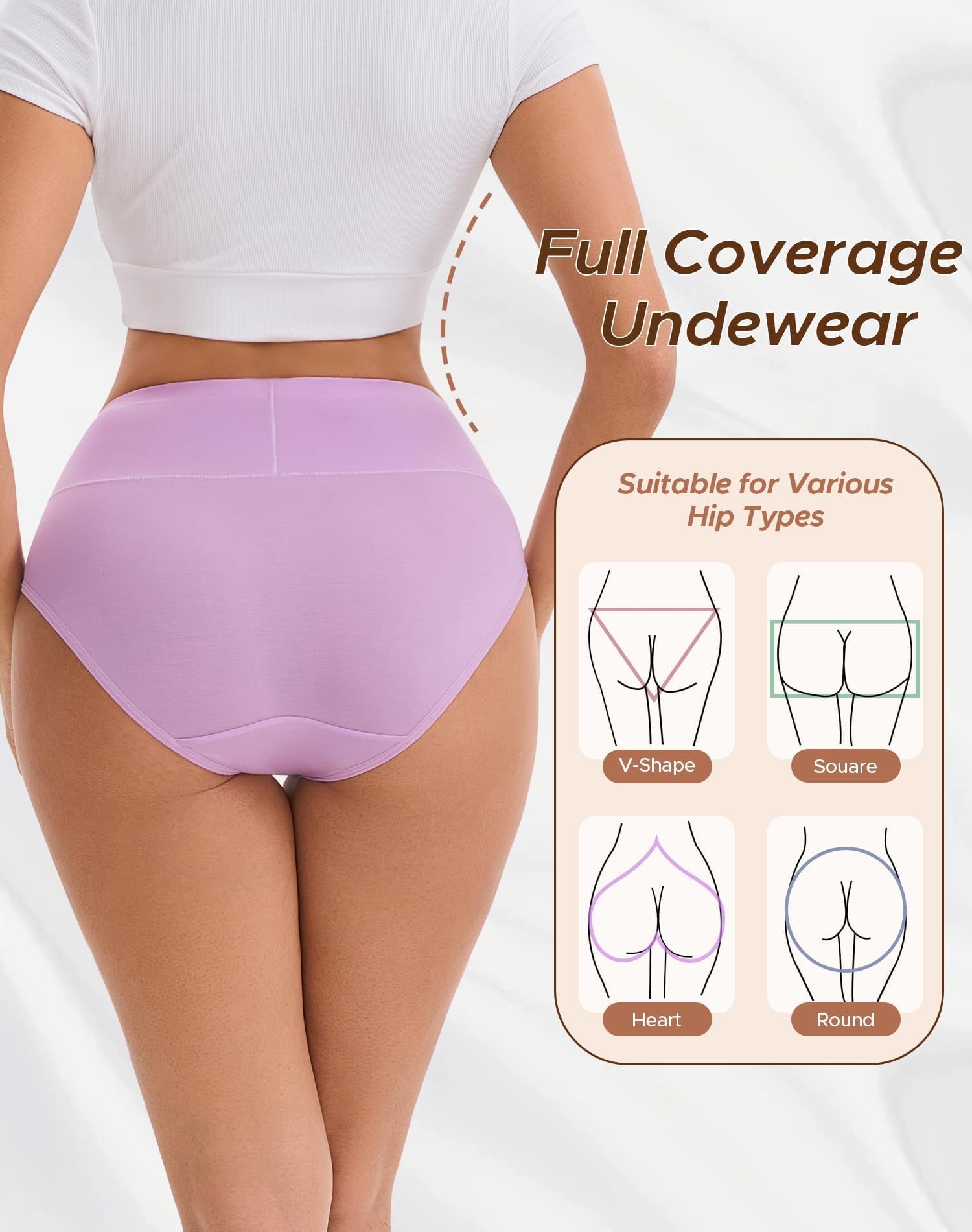 INNERSY Women's Modal Underwear Soft High Waist Briefs 4-Pack