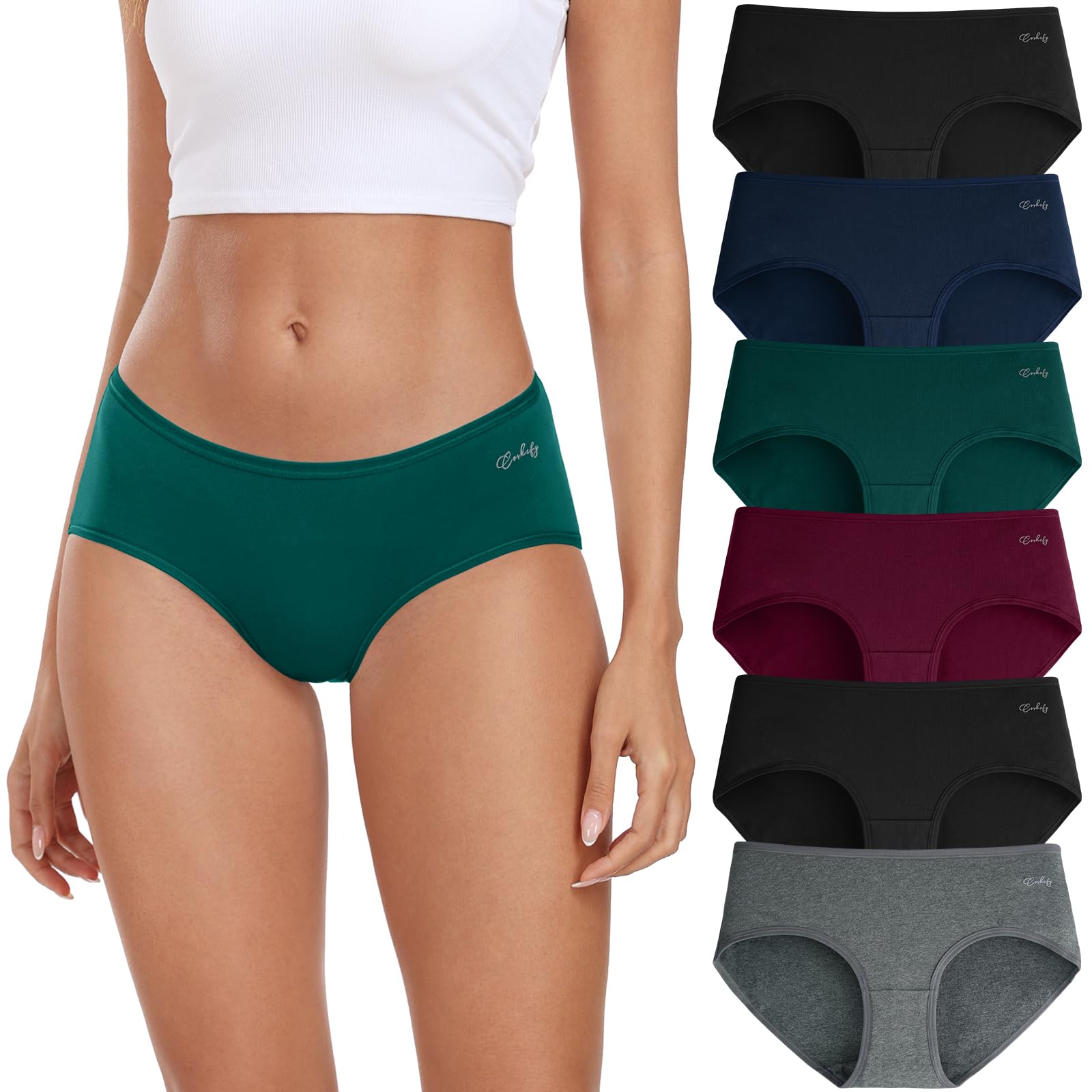 coskefy Womens Underwear Cotton Hipster Panties,Low Rise Breathable,6 Pack