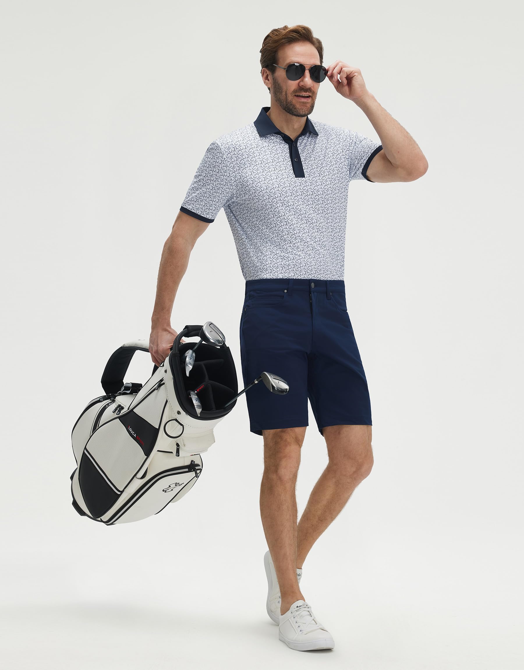 M MAELREG Golf Polo Shirts for Men Dry Fit Performance Lightweight Printing Contrast Collar Mens Golf Shirts Short Sleeve