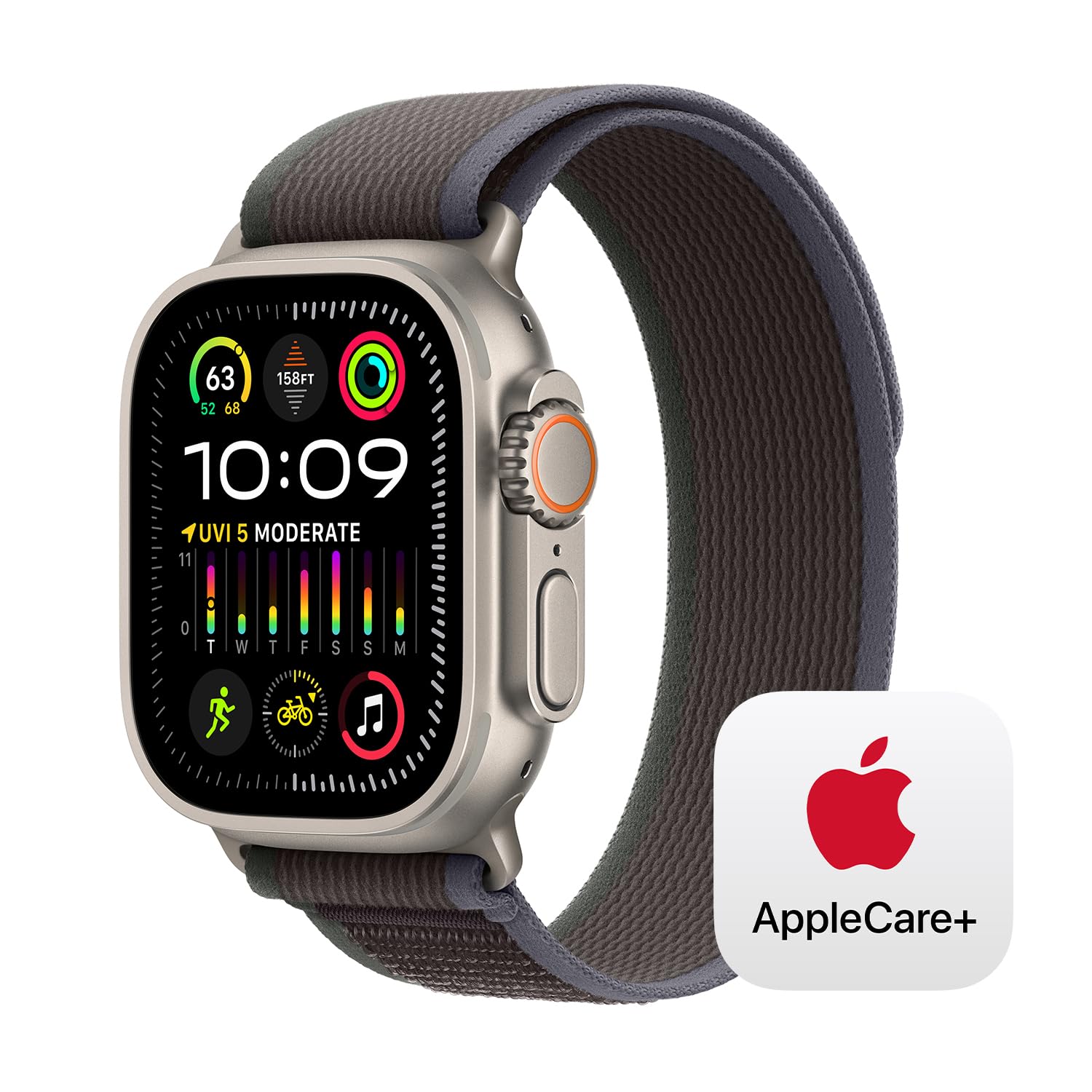 Apple Watch Ultra 2 [GPS + Cellular 49mm] Smartwatch with Rugged Titanium Case & Blue/Black Trail Loop S/M. Fitness Tracker, Precision GPS, Action Button, Extra-Long Battery Life