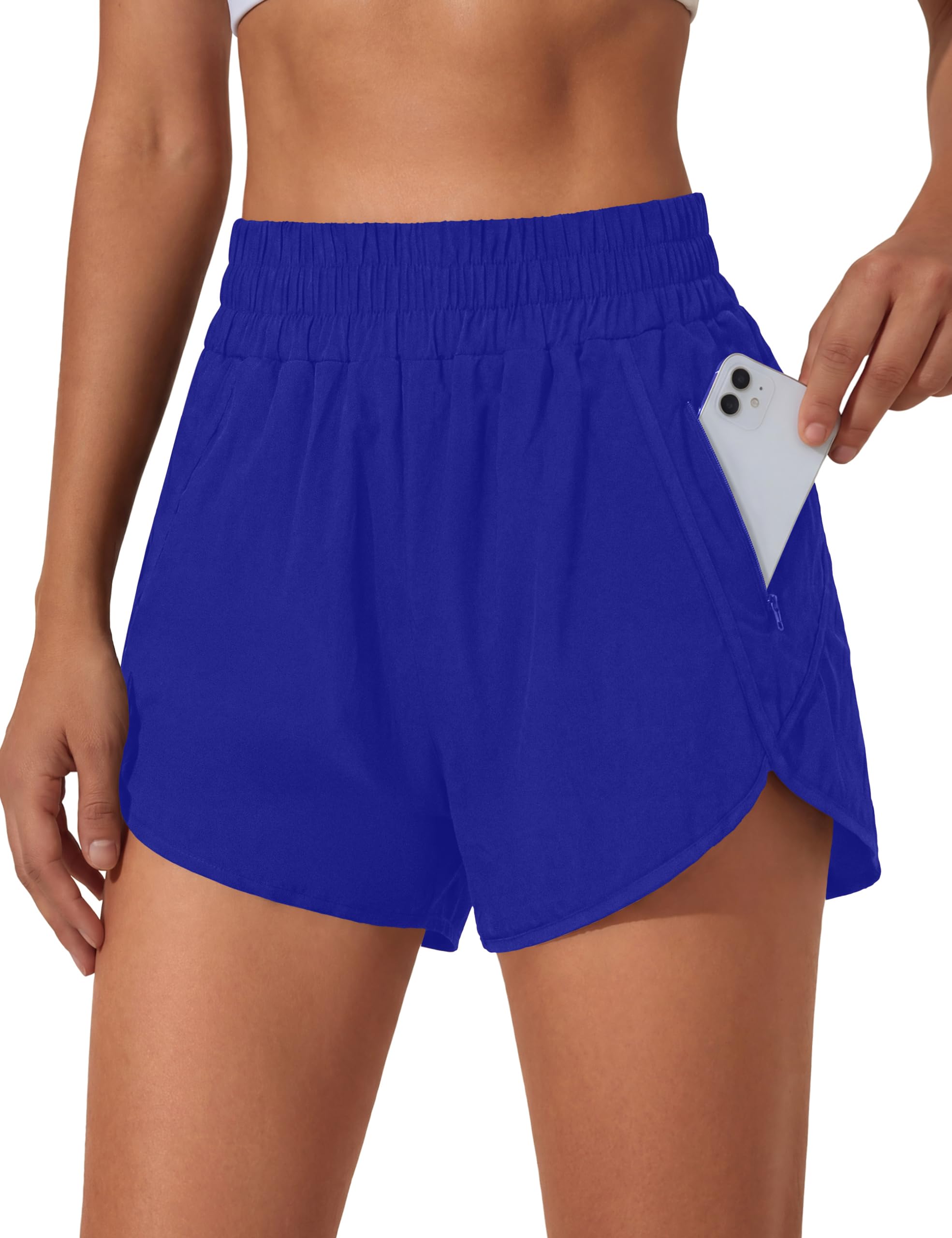 BMJL Women's Running Shorts Elastic High Waisted with Pockets, 2.5" Sporty Workout Quick Dry Athletic Shorts