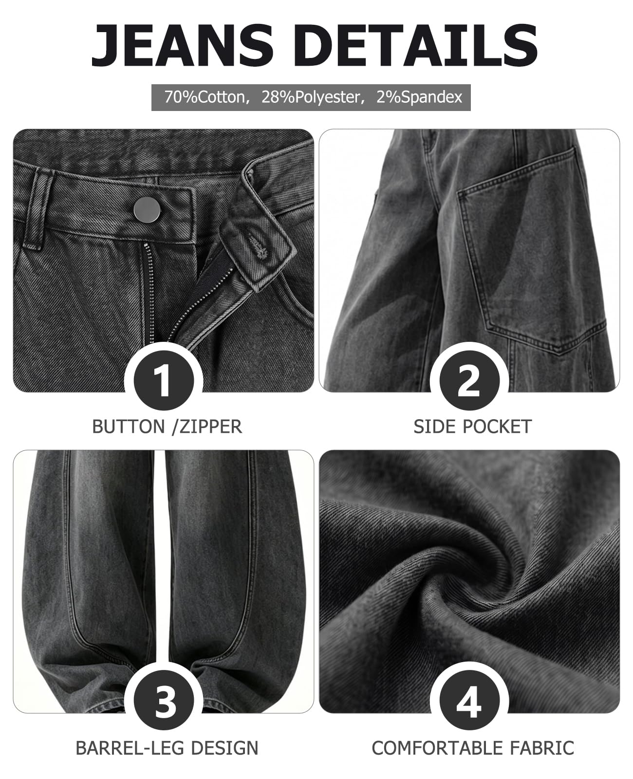 Baggy Jeans for Woman Men High Waisted Barrel Leg Jeans Casual Loose Denim Pants Streetwear Clothes