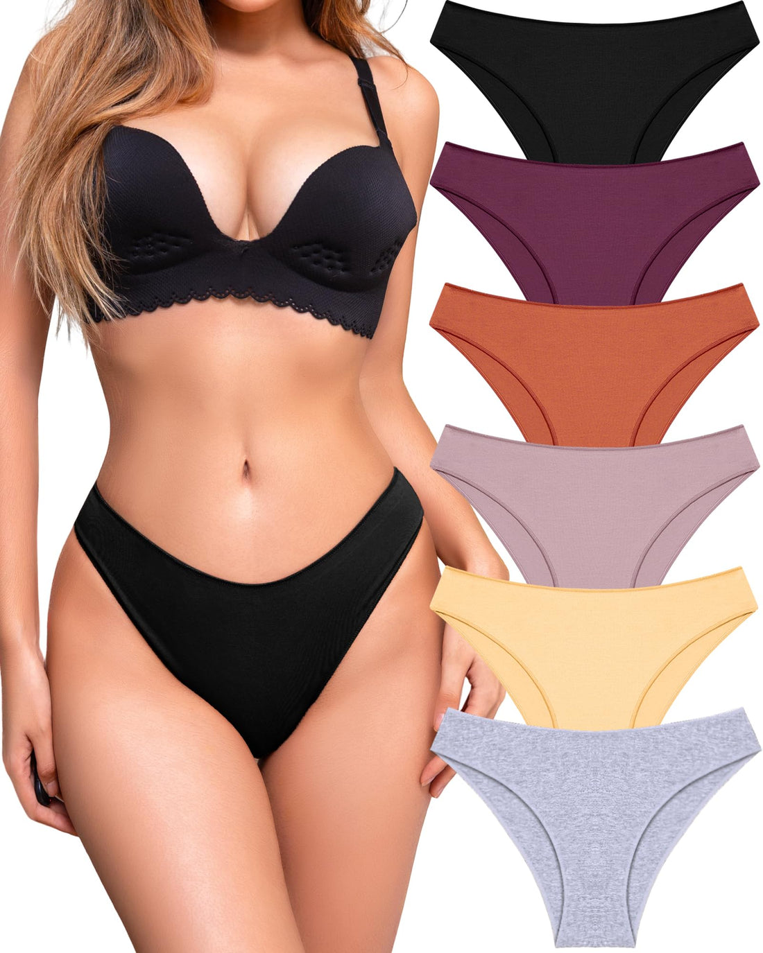 UNDER THE SEA Cotton Underwear for Women 6 Pack Sexy Bikini High Cut Breathable Cheeky Panties Underwear Womens Lingerie