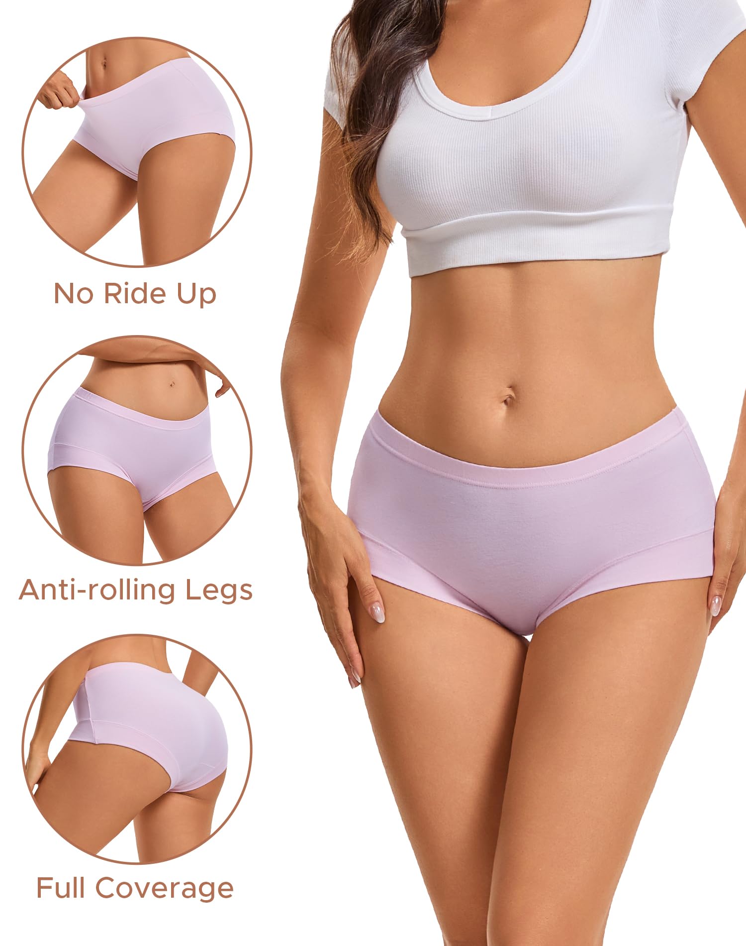 INNERSY Women's Boyshorts Underwear Cotton Soft Boxer Briefs 4-Pack