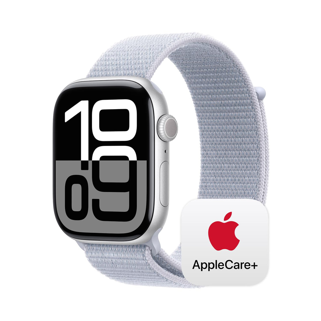 Apple Watch Series 10 [GPS 42mm case] Smartwatch with Silver Aluminum Case with Blue Cloud Sport Loop. Fitness Tracker, ECG App, Always-On Retina Display, Carbon Neutral
