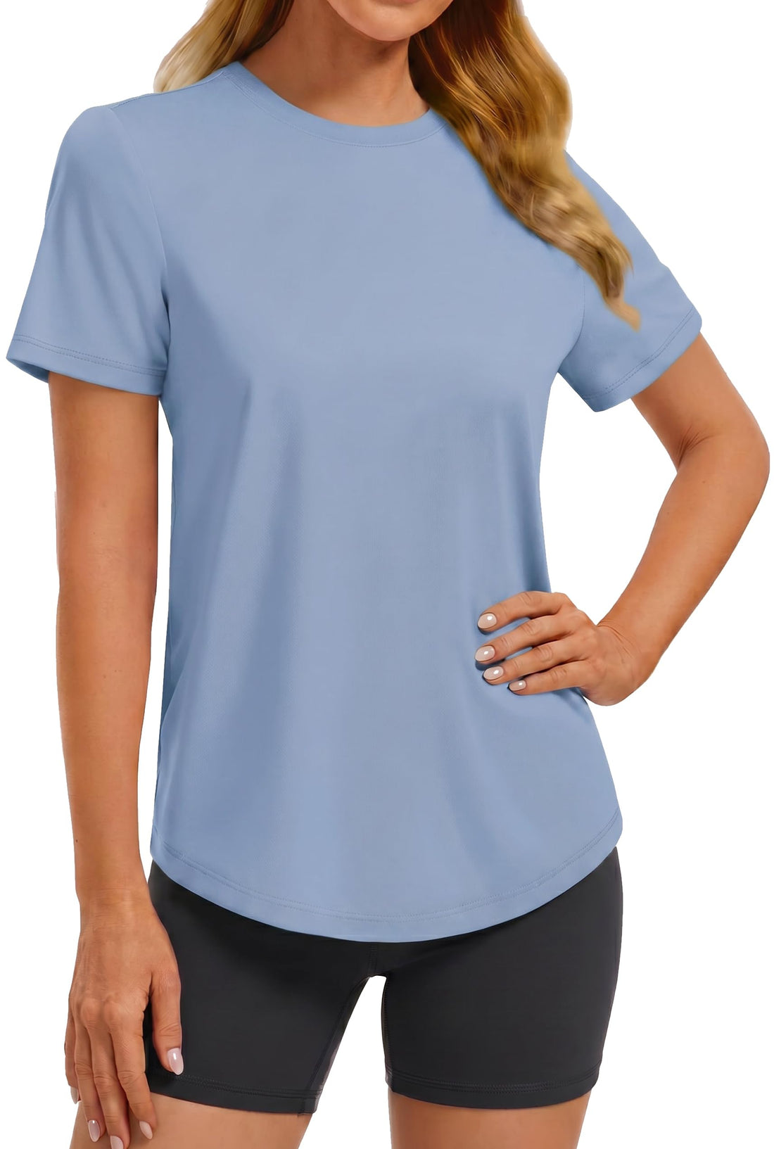 PINSPARK Soft Workout Tops for Women UPF 50+ Sun Protection Shirt Quick Dry Athletic Running Hiking Travel Basic Tee Shirts