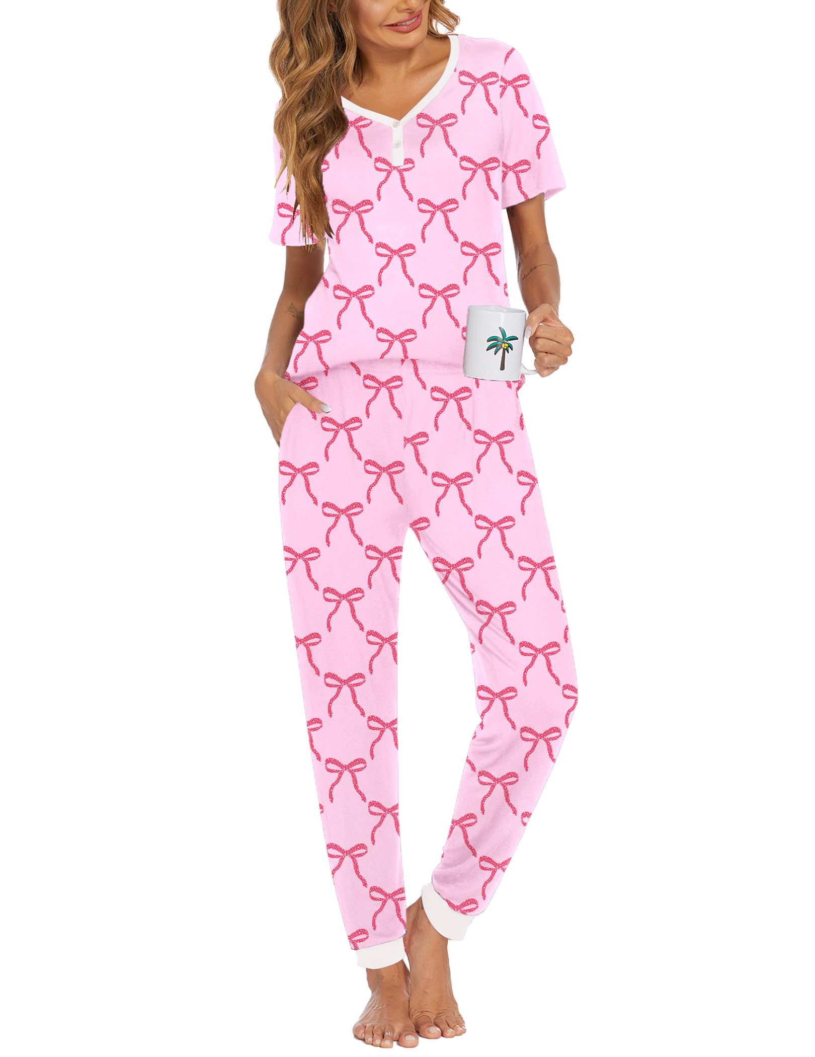Ekouaer Pajamas for Women Set 2 Piece Fall Sleepwear with Pockets