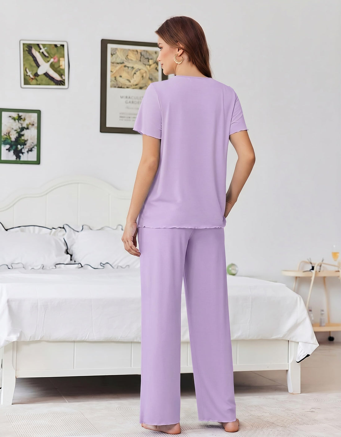 Ekouaer Womens Pajama Sets Viscose from Bamboo Top With Pants Lounge Set
