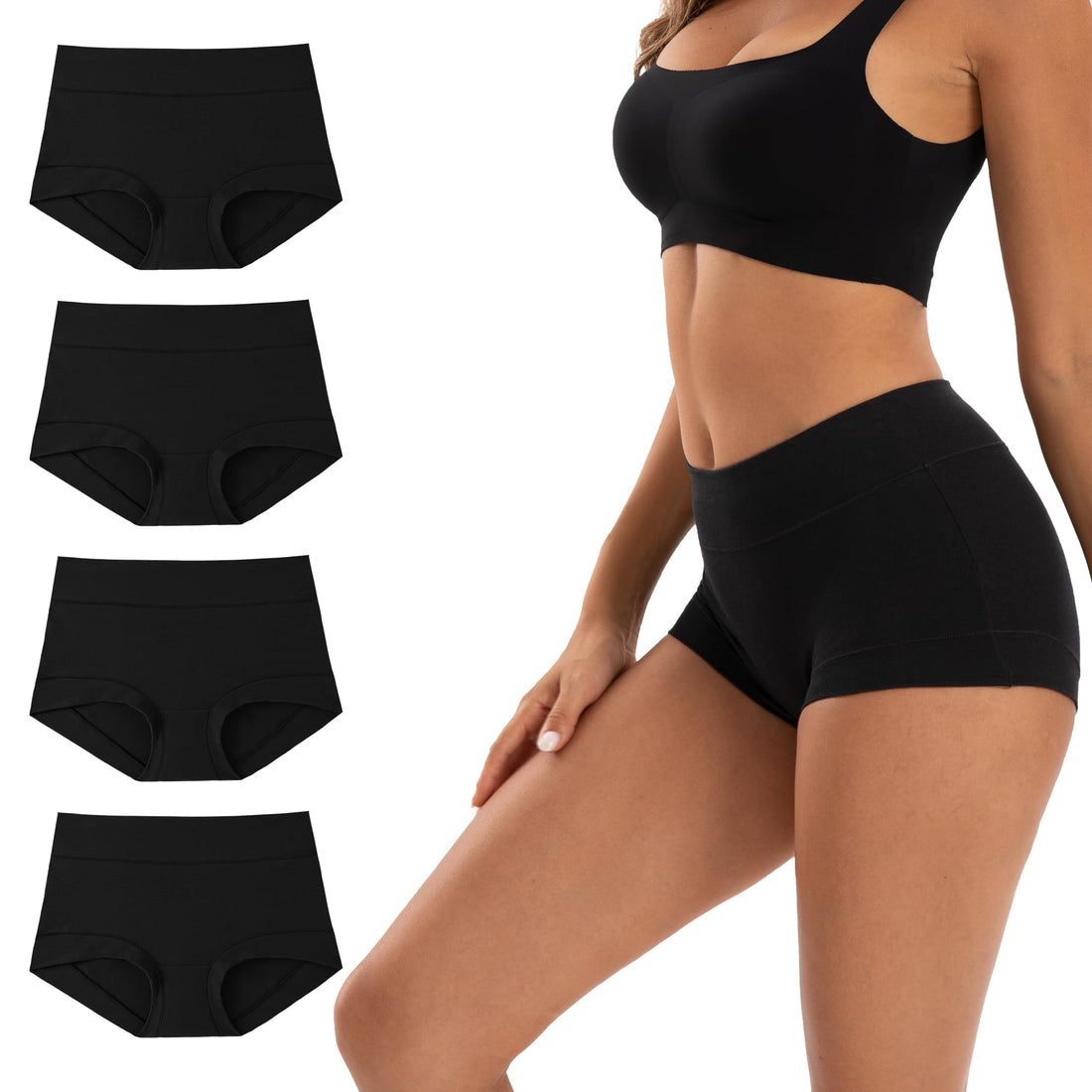INNERSY Women's Cotton Boyshorts Underwear Soft Boxer Briefs 4-Pack