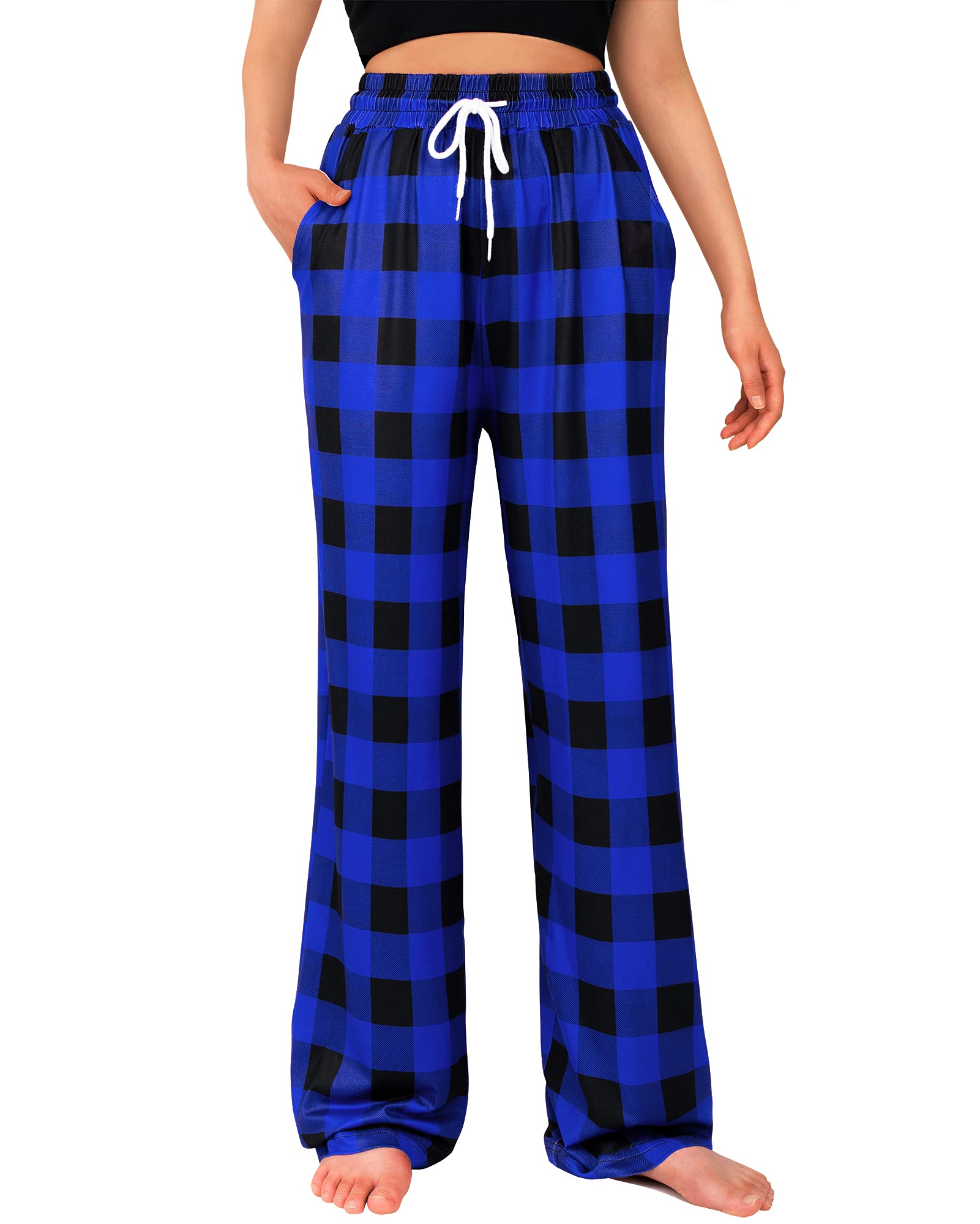 Womens Pajama Pants Plaid Stretch Comfy Lounge Pants Sleep Bottoms Y2K PJ