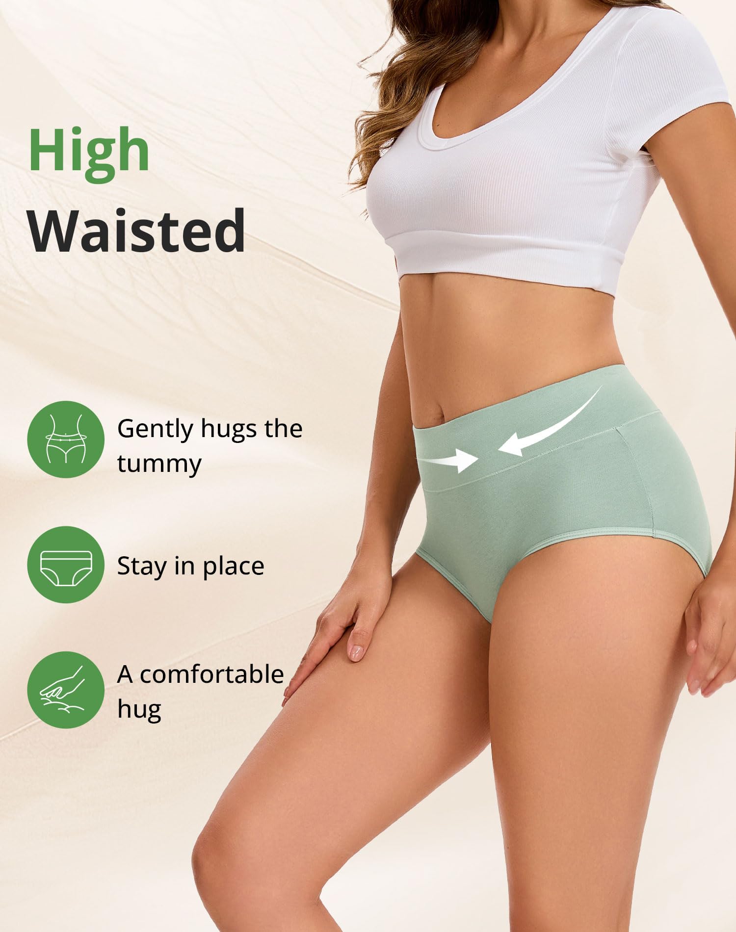 Women's Cotton Underwear High Waisted Briefs 5-Pack