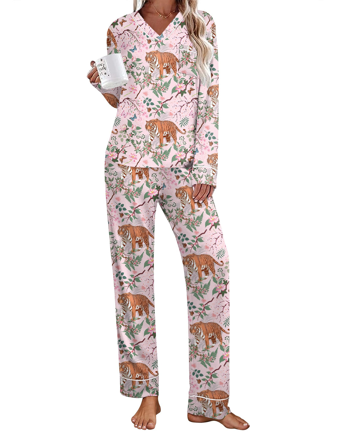 Ekouaer Womens Pajamas Sets 2 Piece PJs Long Sleeve Sleepwear Loungewear
