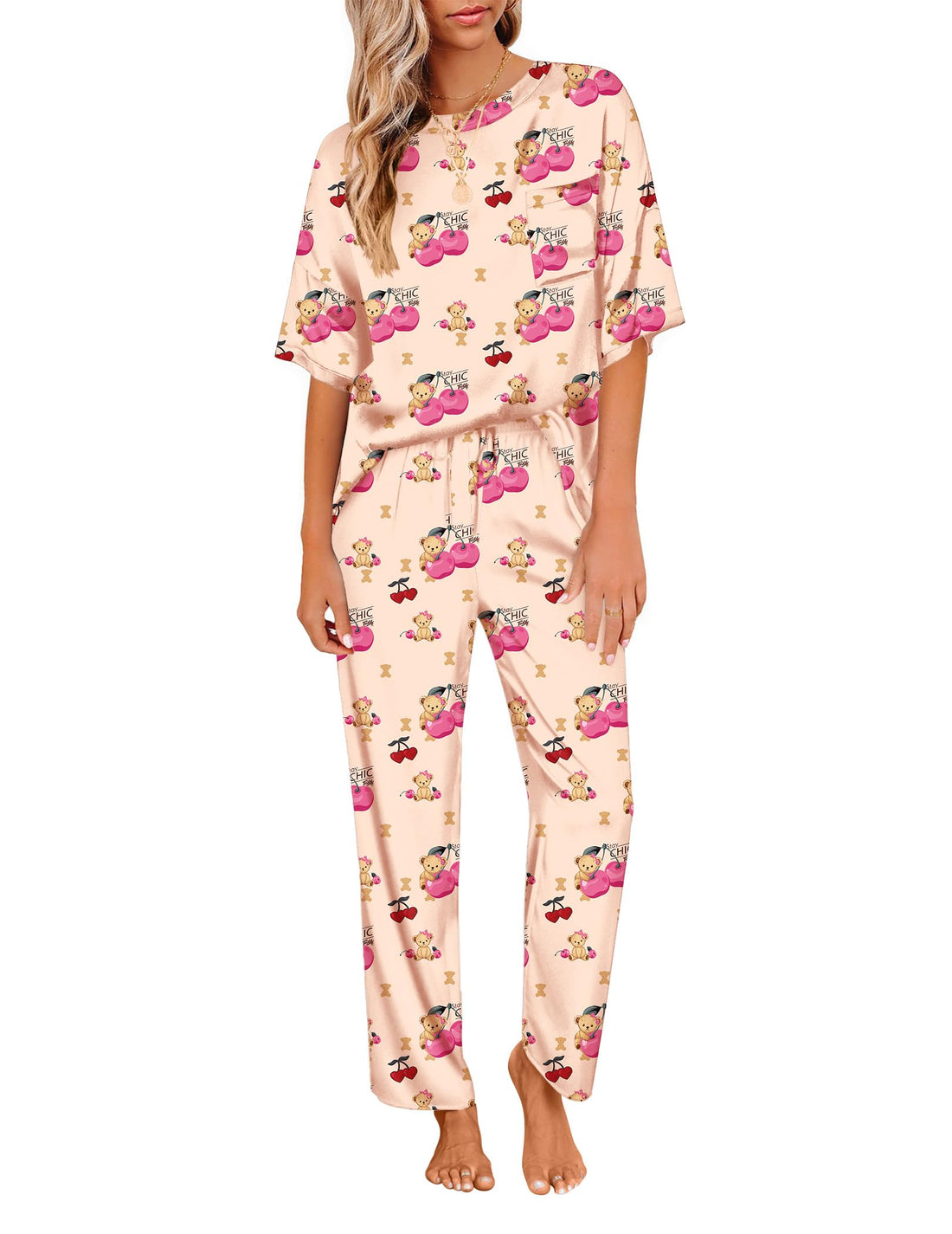 Ekouaer Pajamas for Women Set Silky Satin 2 Piece Lounge Sets with Pockets