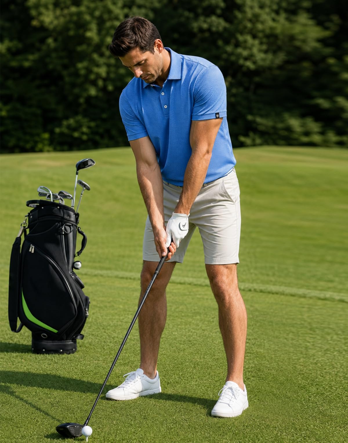 M MAELREG Mens Golf Shirts Short Sleeve Performance Moisture Wicking Dry Fit Collared Jacquard Polo Shirts for Men