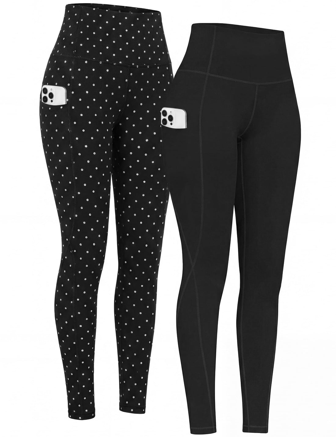 PHISOCKAT 2 Pack High Waist Yoga Pants with Pockets Tummy Control Leggings | Compression Leggings For Women,Non See-Through,4 Way Stretch,Breathable Fabric, Workout Leggings