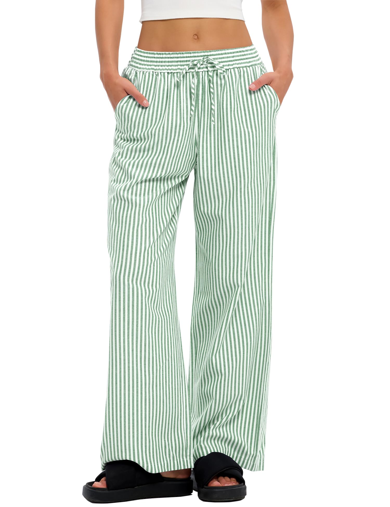 LOMON Striped Gingham Pants Women Summer Fall Pajamas Lounge Boxer Bottoms