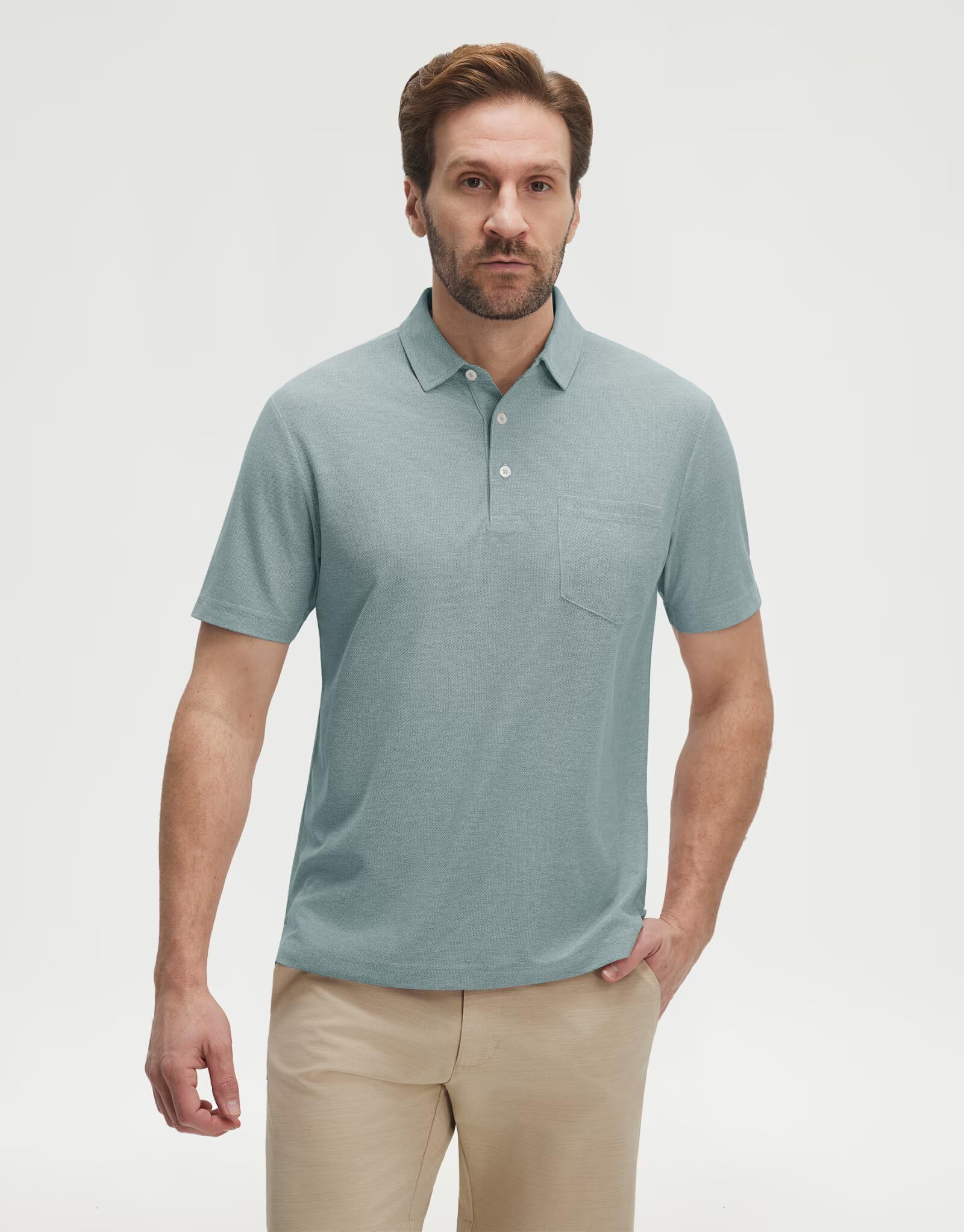 M MAELREG Golf Shirts for Men Heather Pocket Lightweight Moisture Wicking Cllared Stretch Mens Polo Shirts Short Sleeve