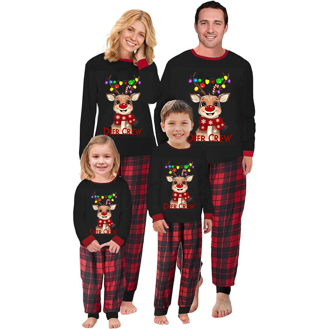 OAKFashion Christmas Family Pajamas Holiday Christma Pajama Family Matching Pjs Set Sleepwear Xmas Jammies