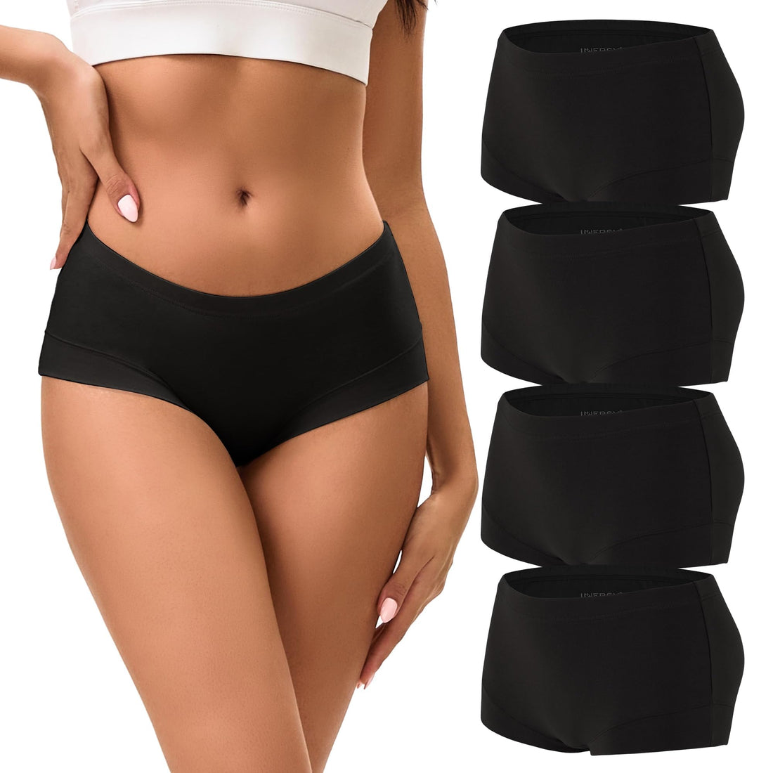 INNERSY Women's Boyshorts Underwear Cotton Soft Boxer Briefs 4-Pack