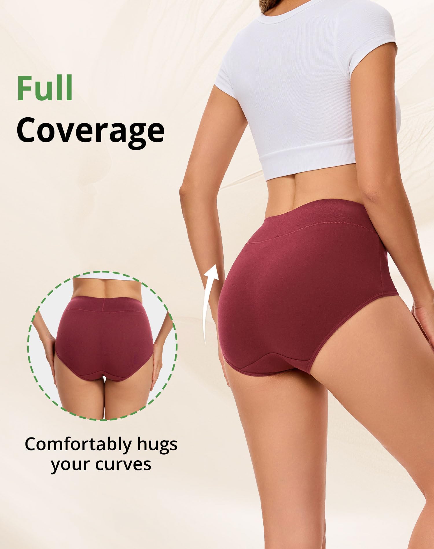 Women's Cotton Underwear High Waisted Briefs 5-Pack