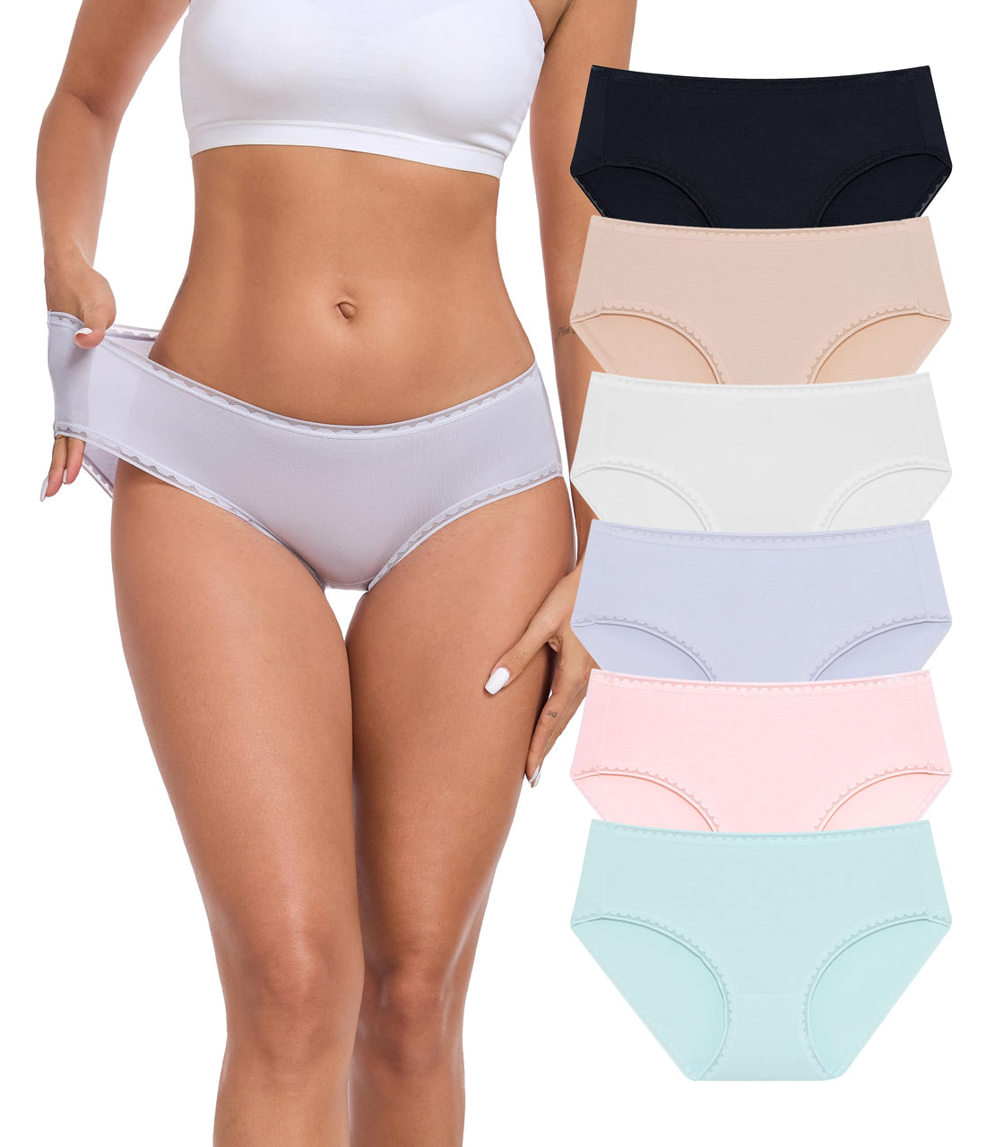 ANLIQI Modal Hipster Underwear Women Soft Moisture Wicking Panties 3/6 Pack