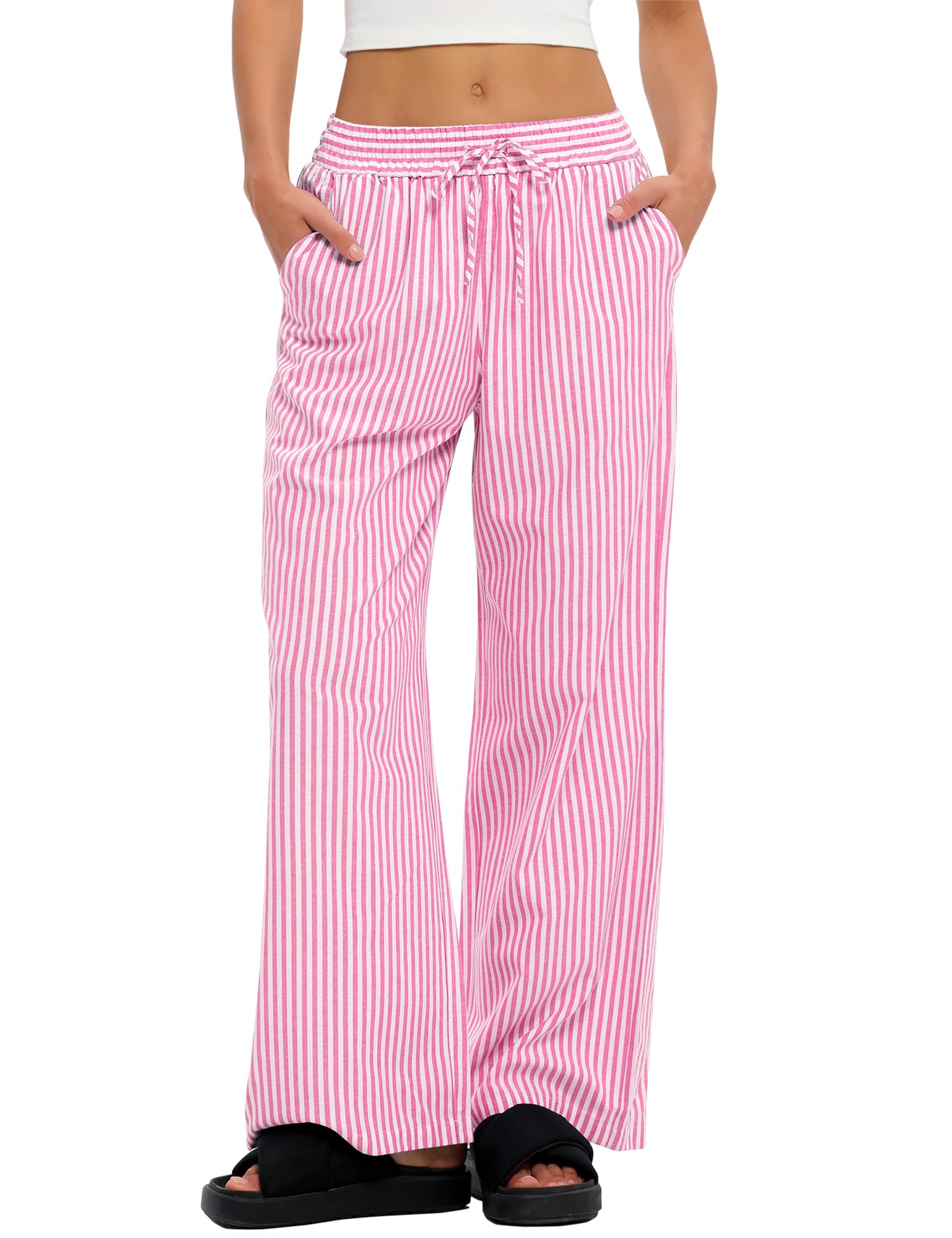 LOMON Striped Gingham Pants Women Summer Fall Pajamas Lounge Boxer Bottoms