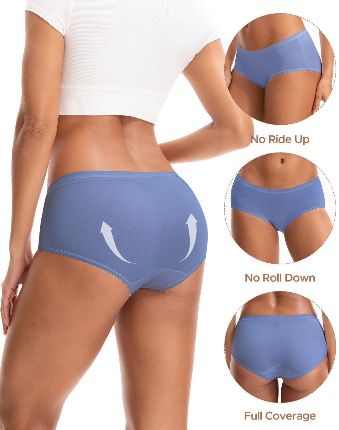 INNERSY Women's No Show Modal Underwear Quick Dry Panties 5-Pack