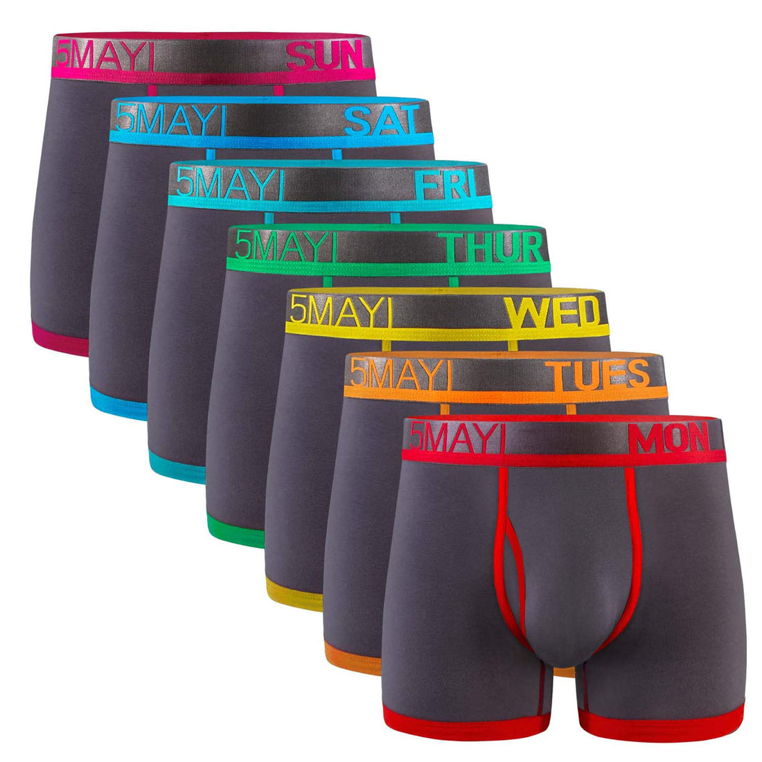 5Mayi Men's Underwear Boxer Briefs Cotton Regular Long Mens Boxer Briefs Underwear Men Pack S M L XL XXL