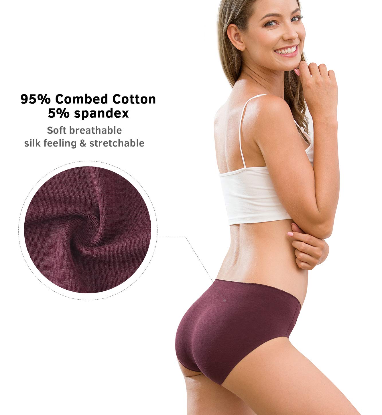 Altheanray Womens Underwear Cotton Underwear for Women Seamless Hipster Bikini Briefs Panties 6 Pack