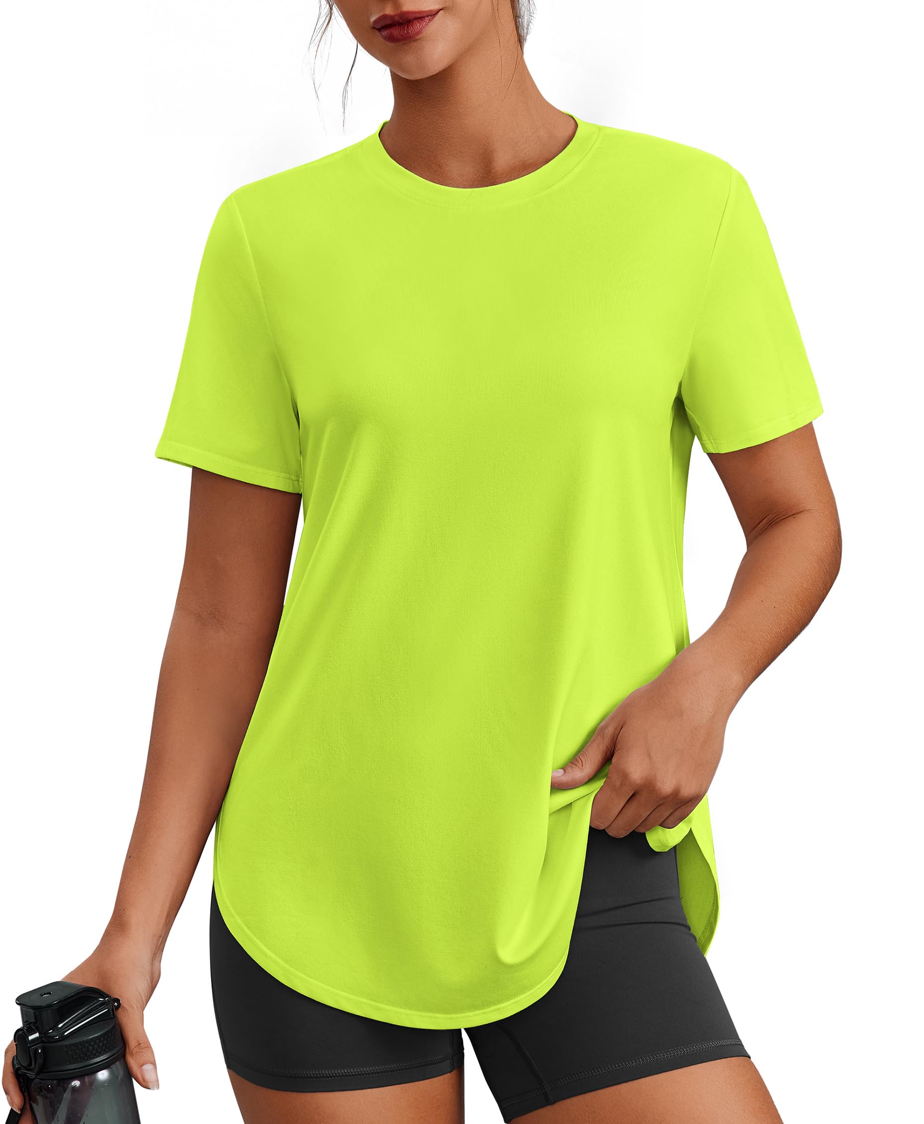 PINSPARK Workout Tops for Women Short Sleeve Athletic Shirts UPF 50+ Quick Dry Running Outfits for Exercise Gym Hiking S-3XL