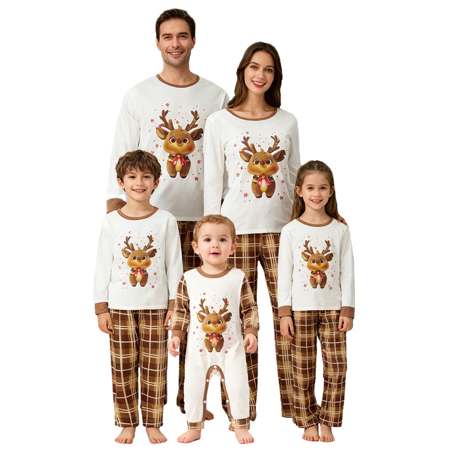 OAKFashion Christmas Family Pajamas Holiday Christma Pajama Family Matching Pjs Set Sleepwear Xmas Jammies
