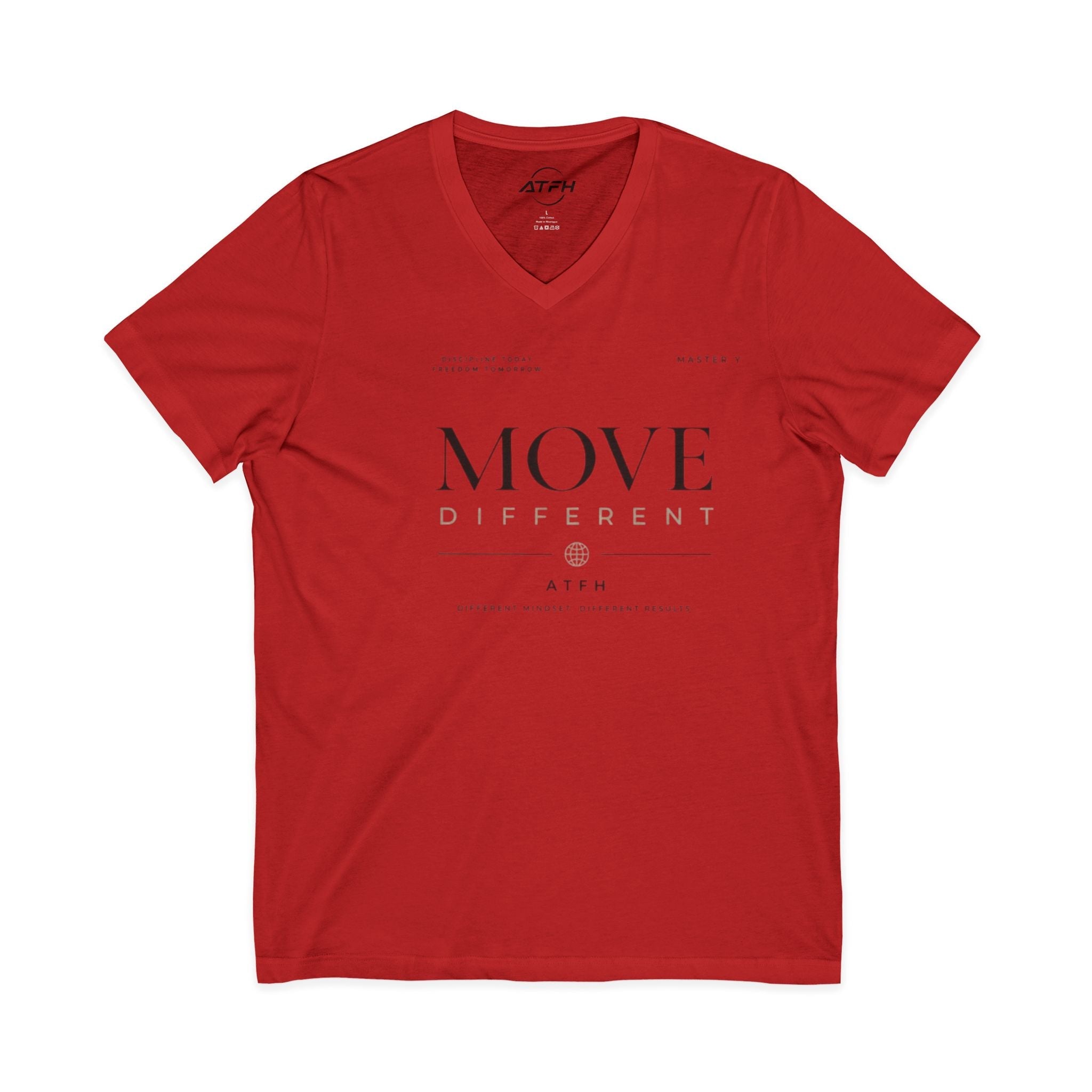 Move Different V-Neck Tee — Minimal Motivational Graphic Shirt Printify