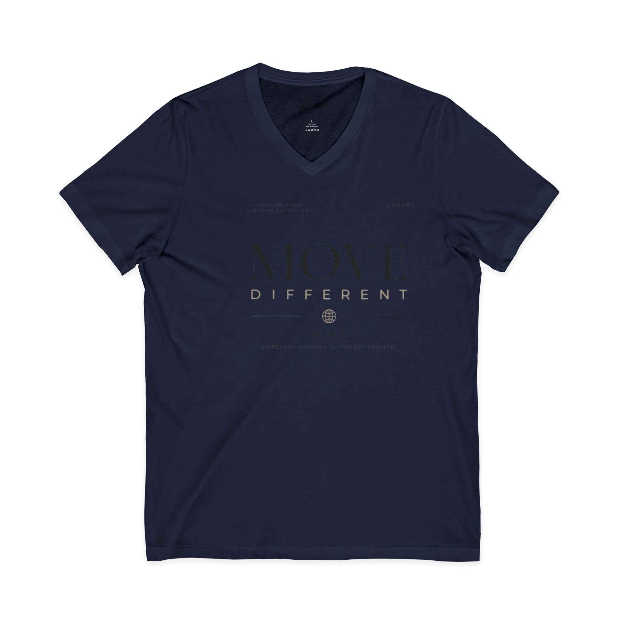 Move Different V-Neck Tee — Minimal Motivational Graphic Shirt Printify