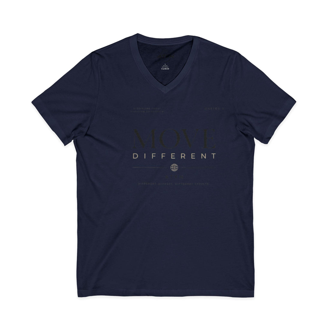 Move Different V-Neck Tee — Minimal Motivational Graphic Shirt Printify